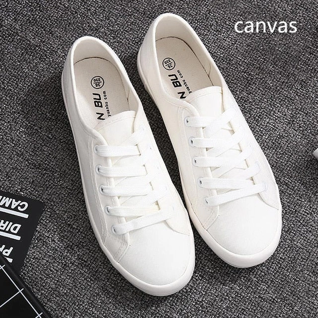 2019 new spring tenis feminino lace-up white shoes woman PU Leather solid color female shoes casual women shoes sneakers