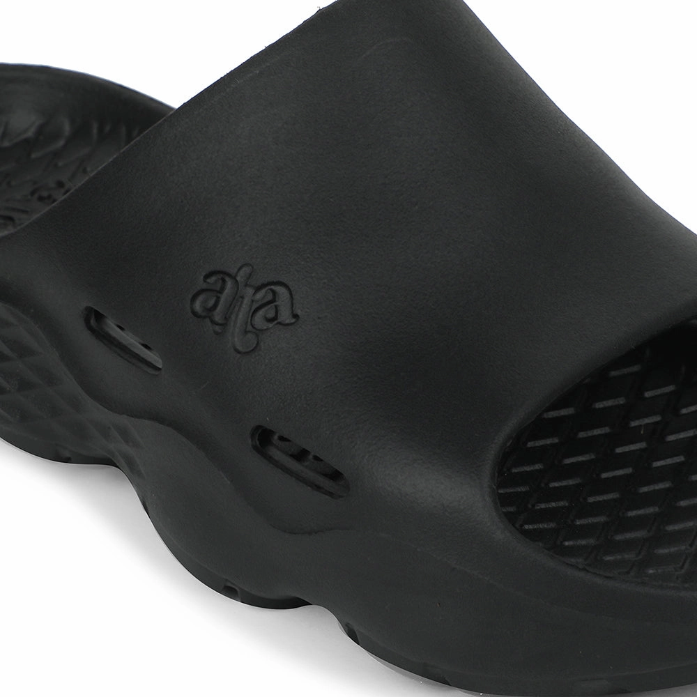 A-HA Black Casual Slipper For Men SOFTWALK By Liberty Mochi Slippers