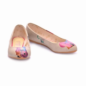 Champagne Flat Shoes Abstract Music and Dialogue Ballerinas Shoes 1095