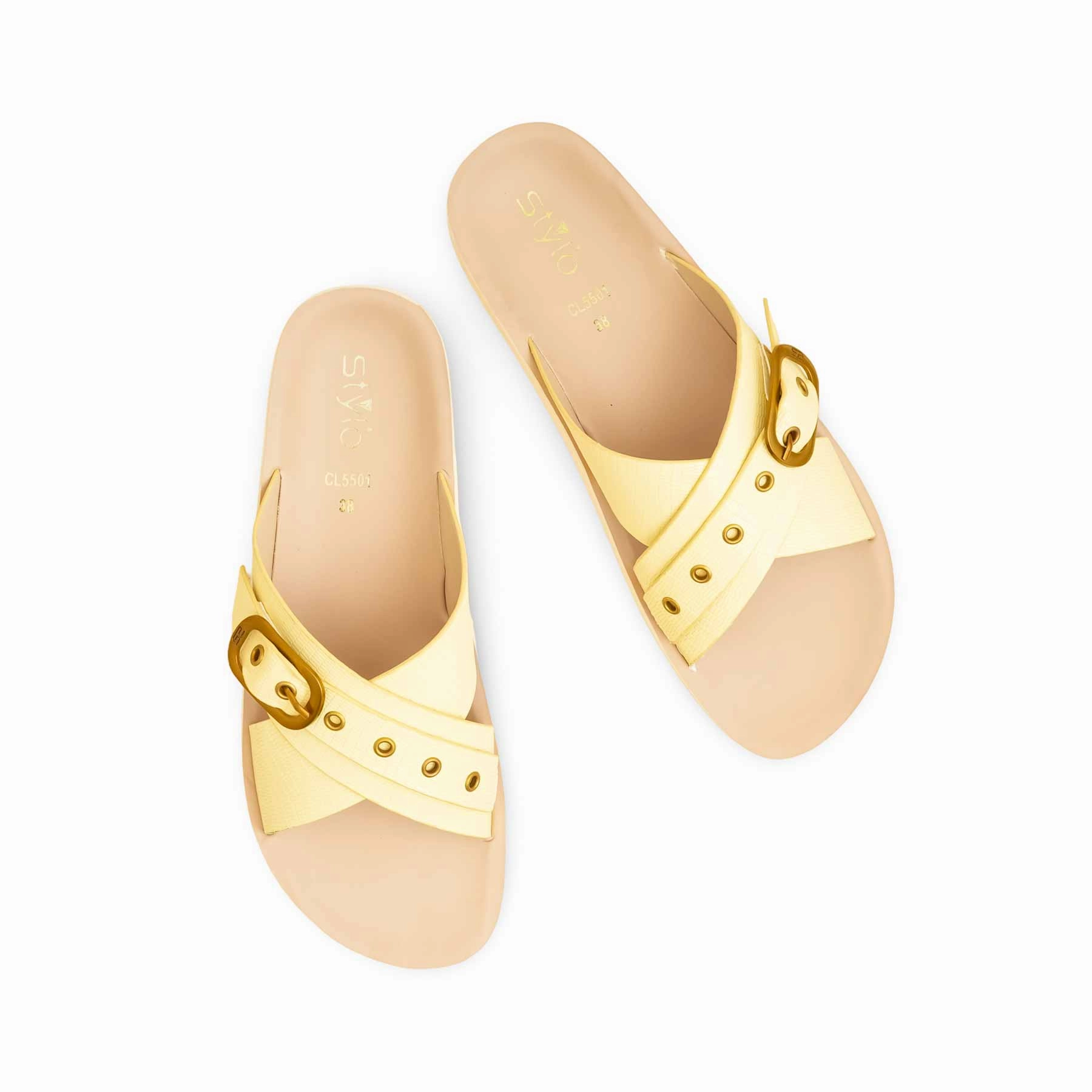 Velvet Casual Shoes Yellow Casual Softy CL5501