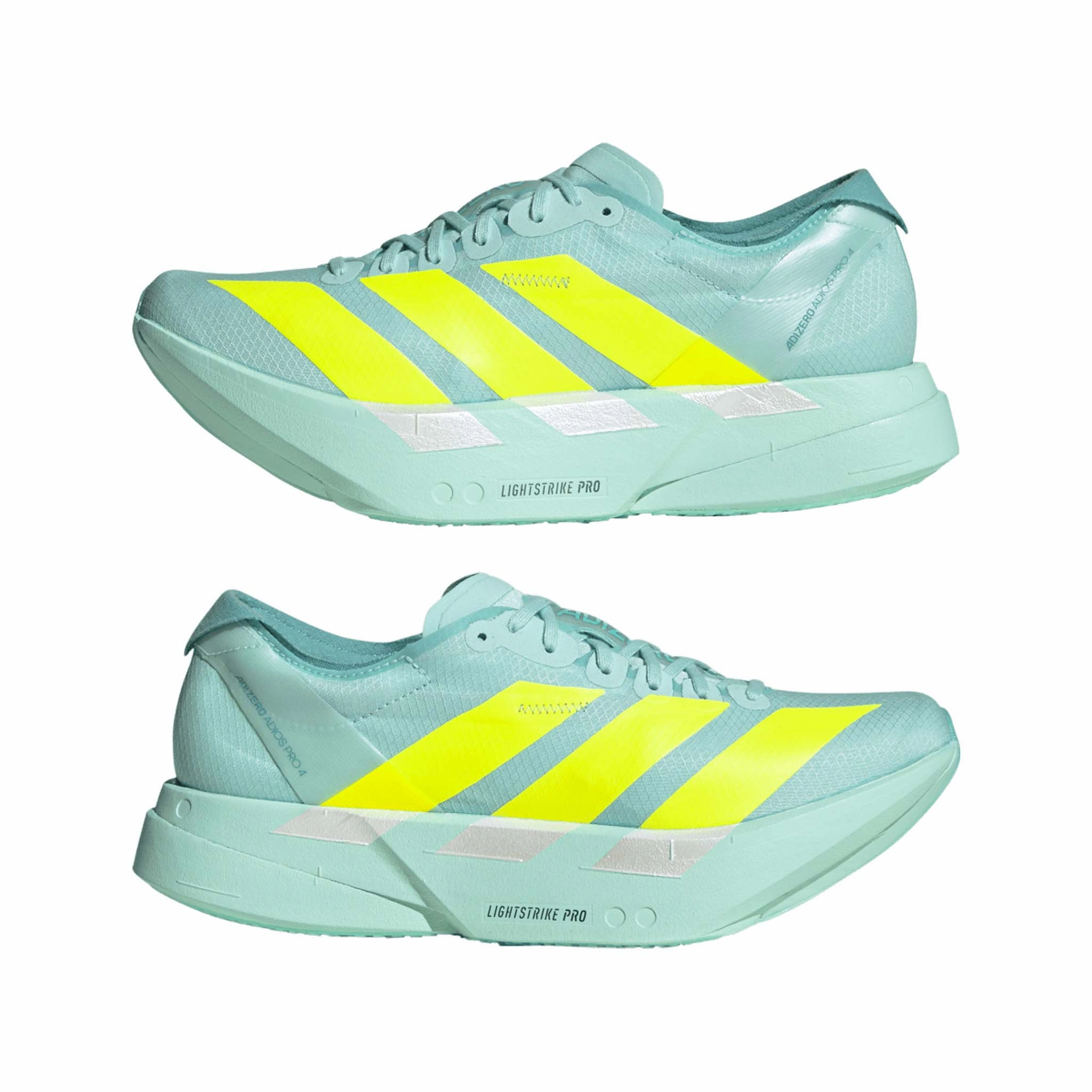 adidas | Women's Adizero Adios Pro 4 Running Shoes - Semi Flash Aqua/Lucid Lemon/Mint Ton Adidas Shoes 2025