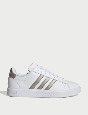 Grand Court 2.0 Shoes - Cloud White/Platinum Metallic Adidas Shoes Zebra