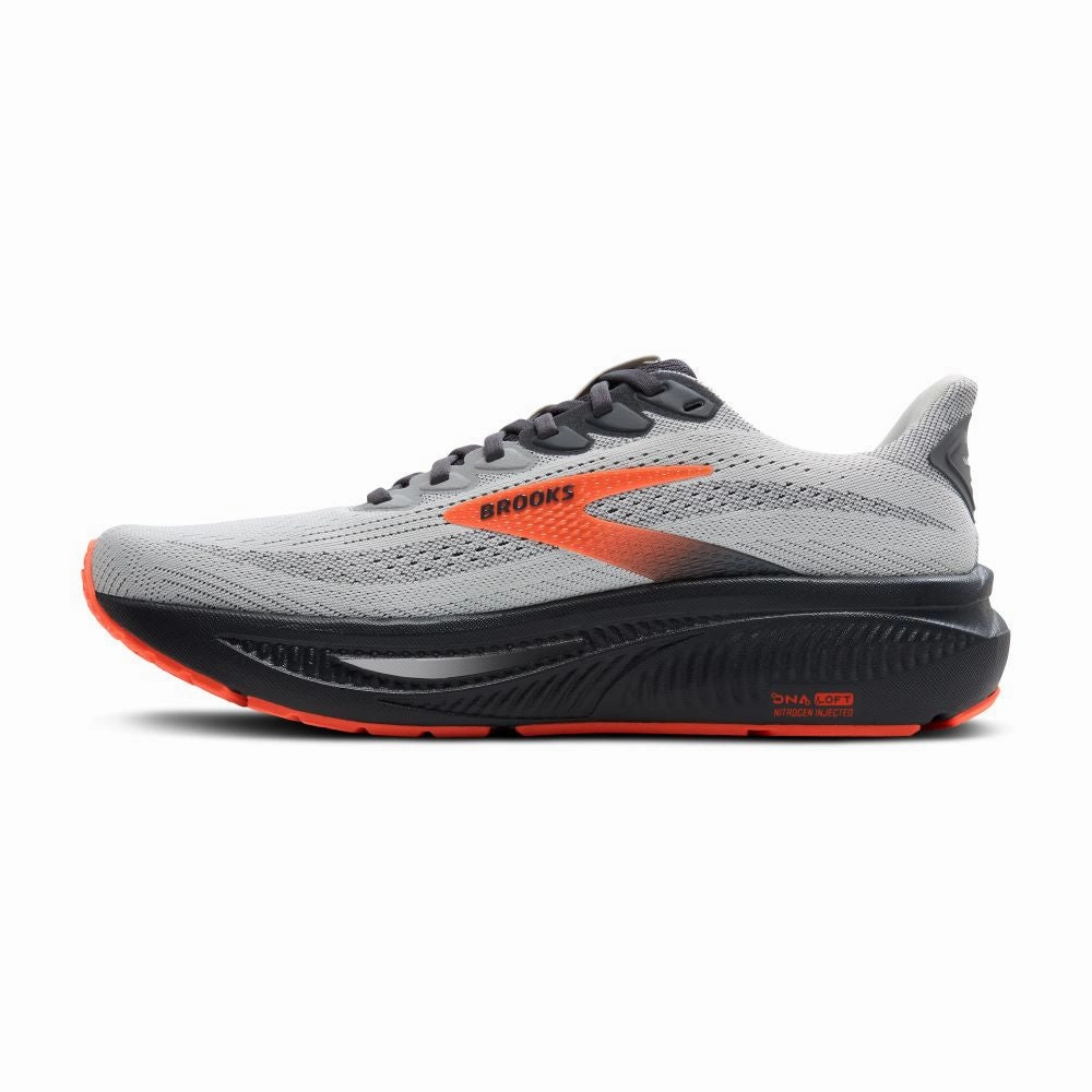Max Cushioning Running Shoes 'Brooks' Men's Ghost 17 - Oyster Mushroom / Orange / Ebony