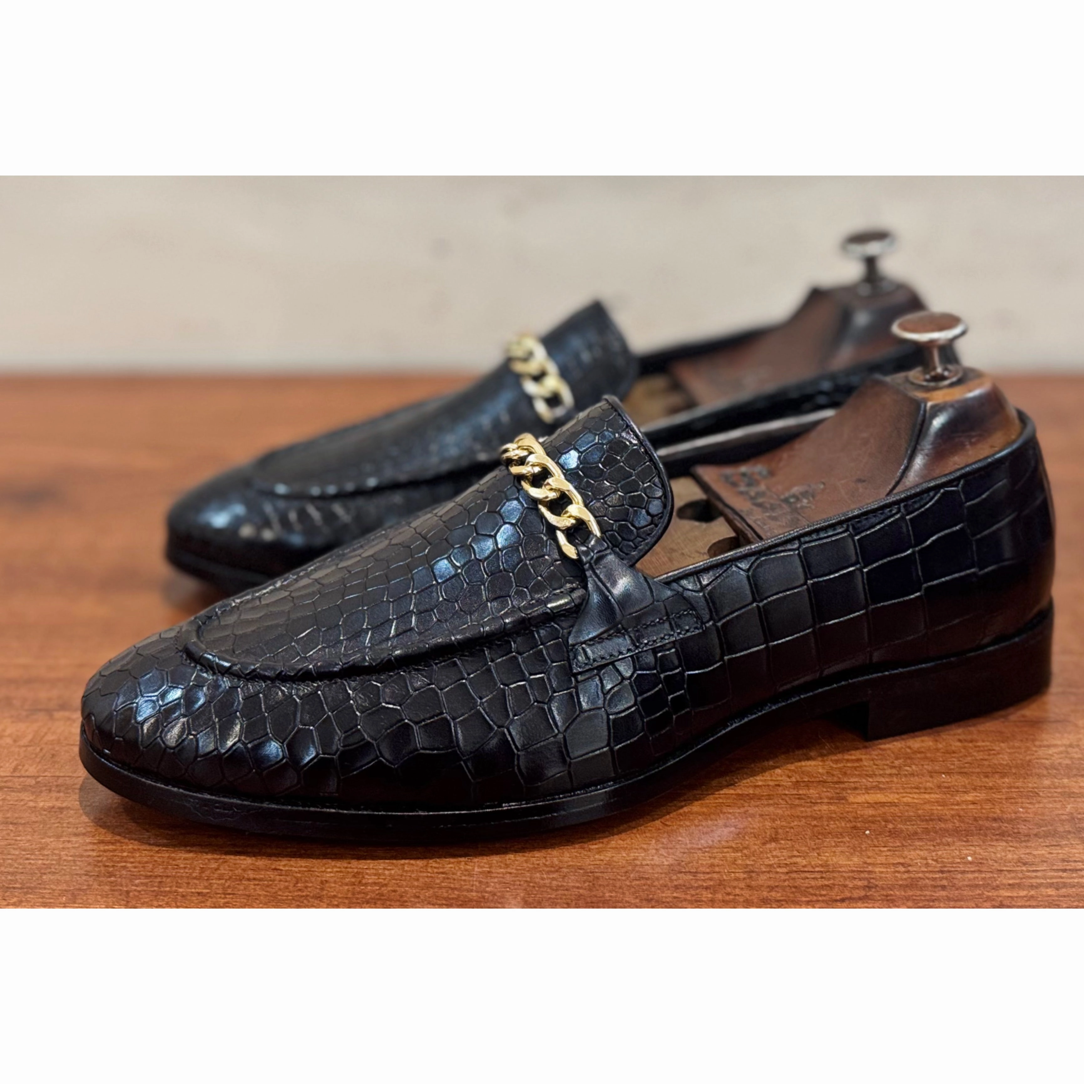 Croco Loafers With Chain Loafers Dr Martens