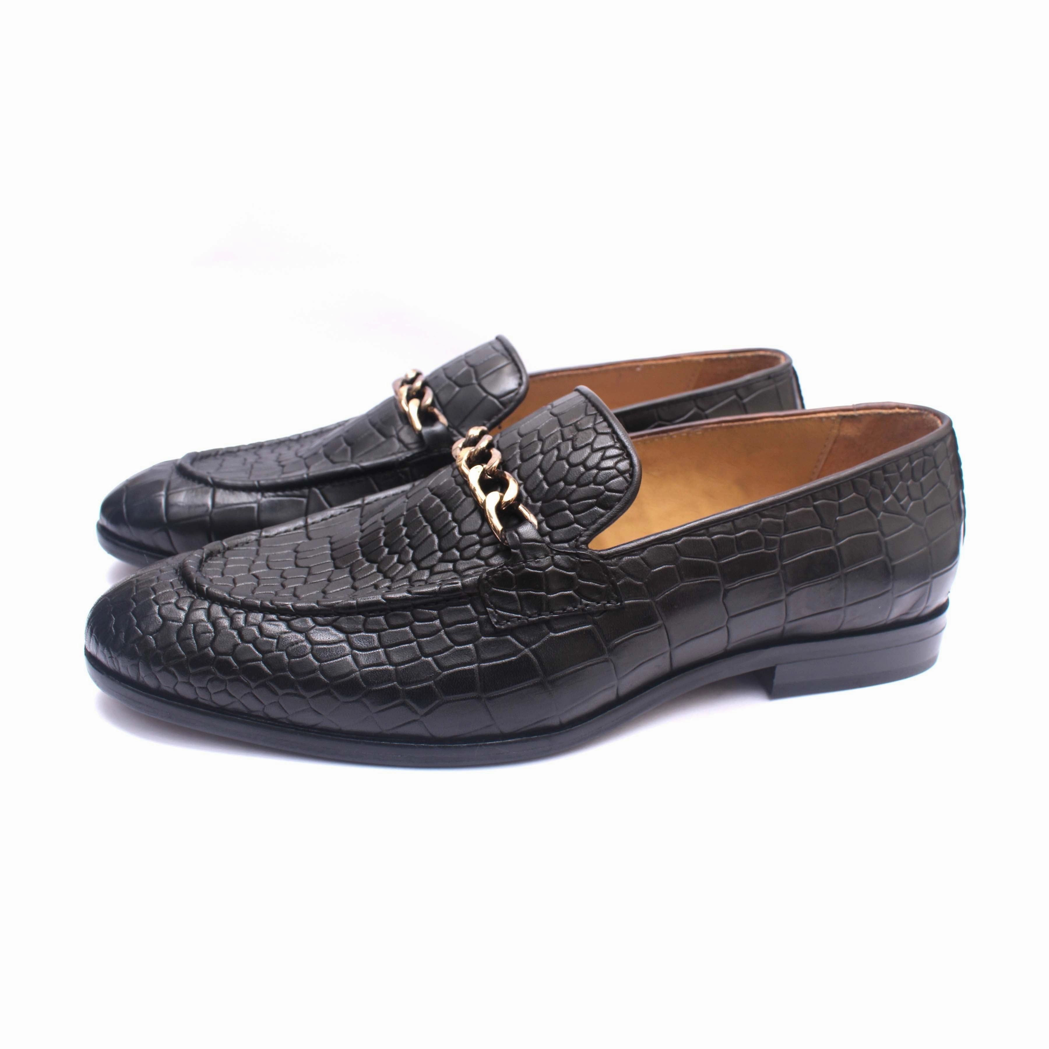 Croco Loafers With Chain Old Money Loafers Reviews