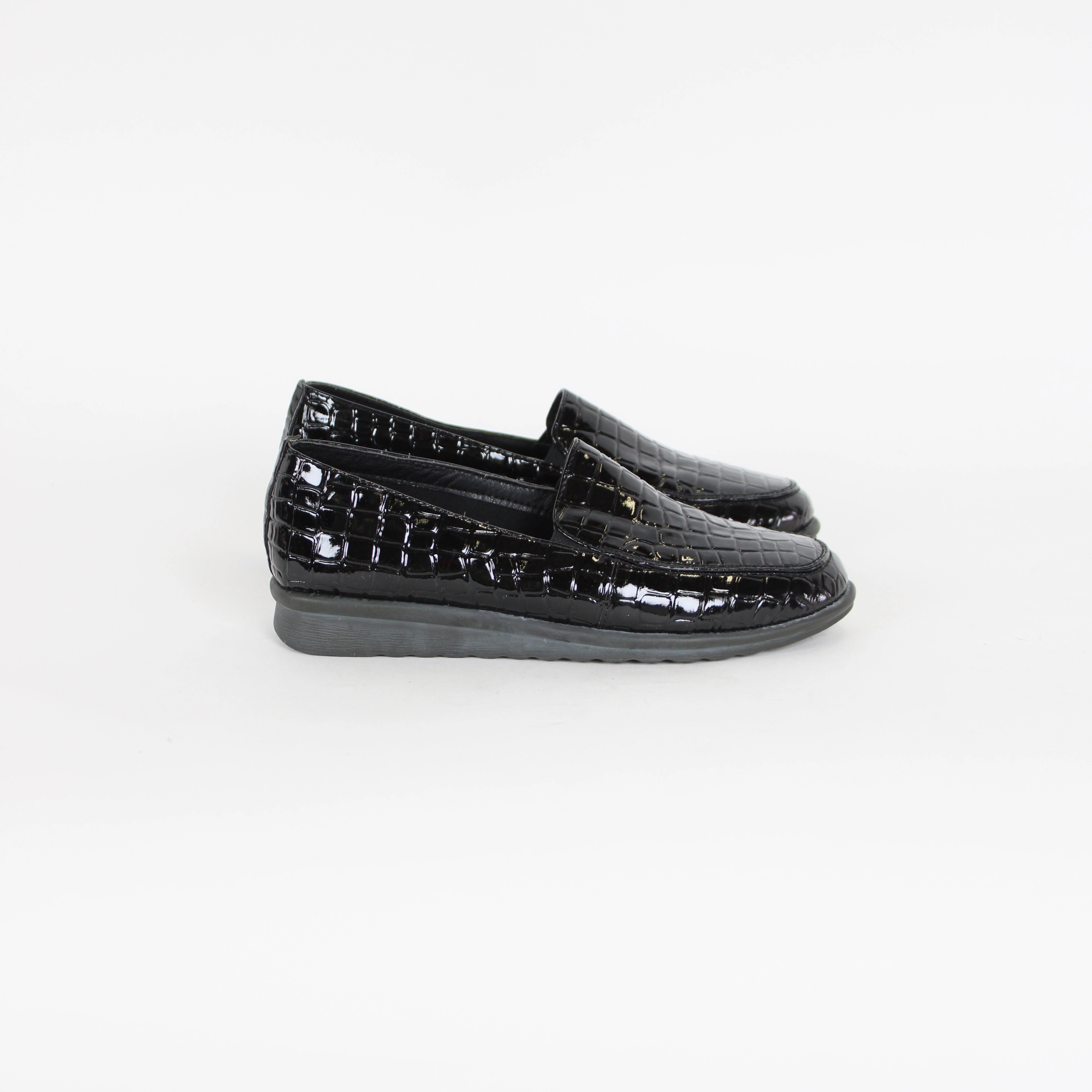Grant Stone Loafers Comfy Shoes Black Faux Alligator Loafers