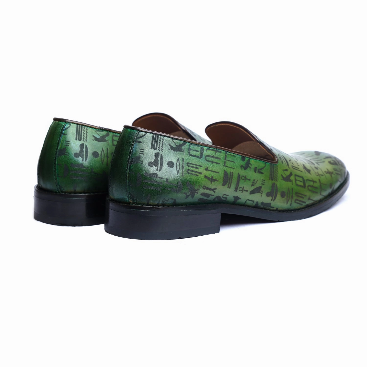 Pennies In Penny Loafers Amber Hand Patina Loafers Green