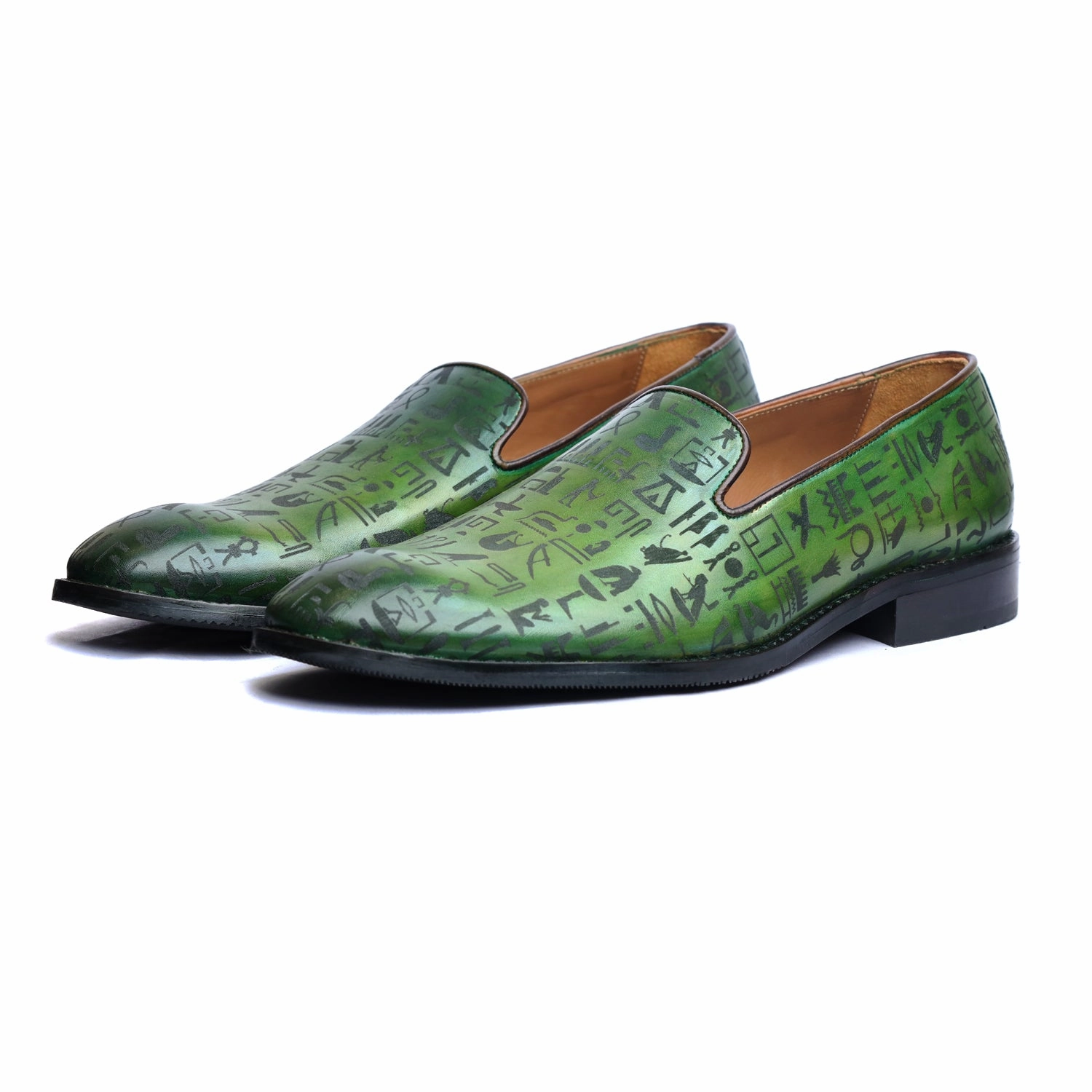 Loafers With Strap Amber Hand Patina Loafers Green