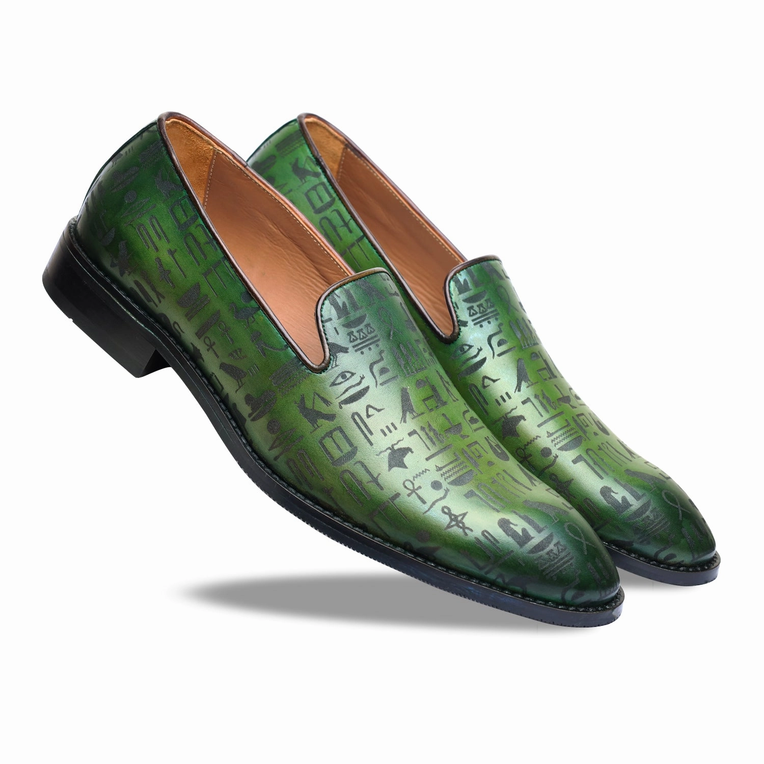 High Heel Loafers Outfit Amber Hand Patina Loafers Green