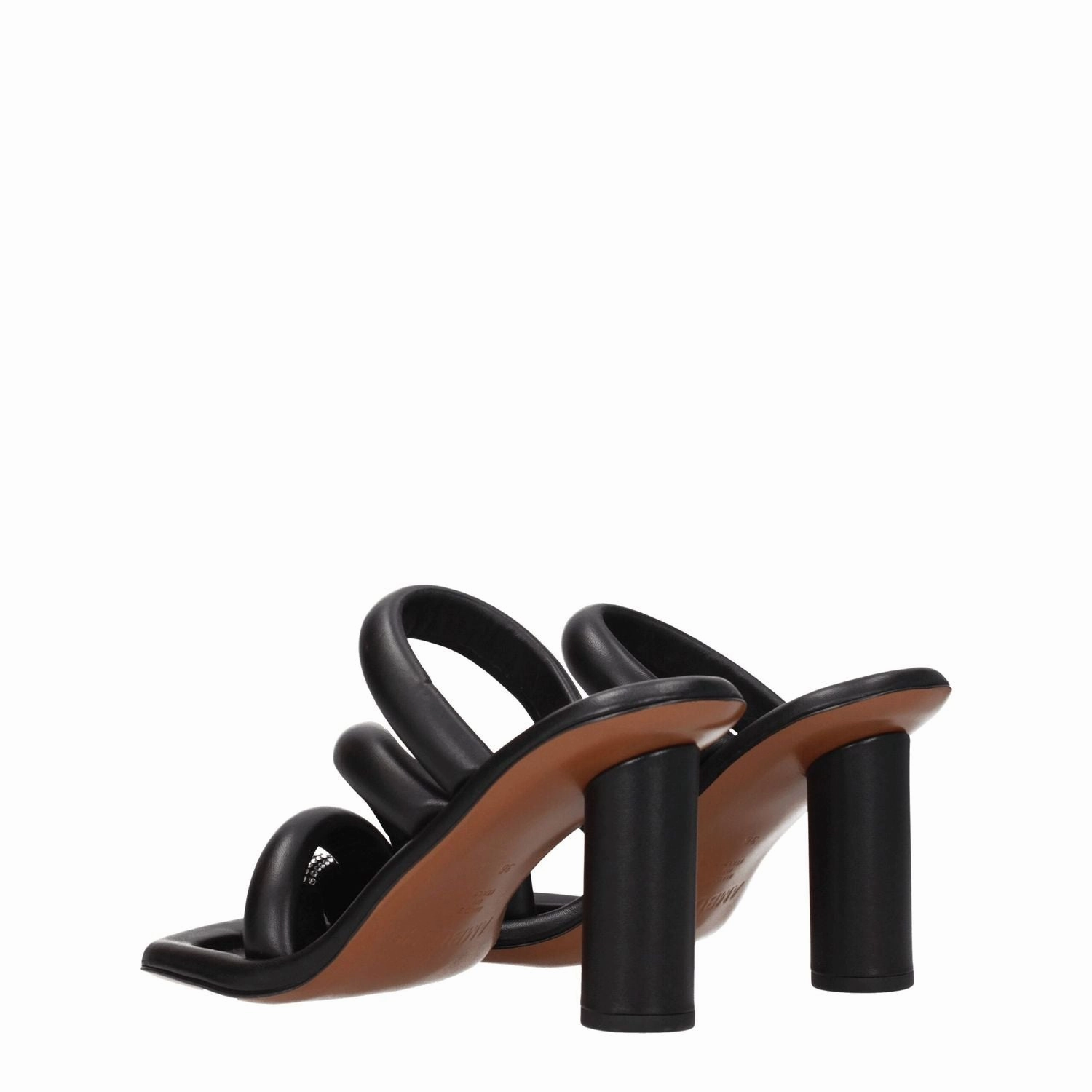 Ambush Black Leather Stiletto Heel Sandals Wide Width Dress Sandals