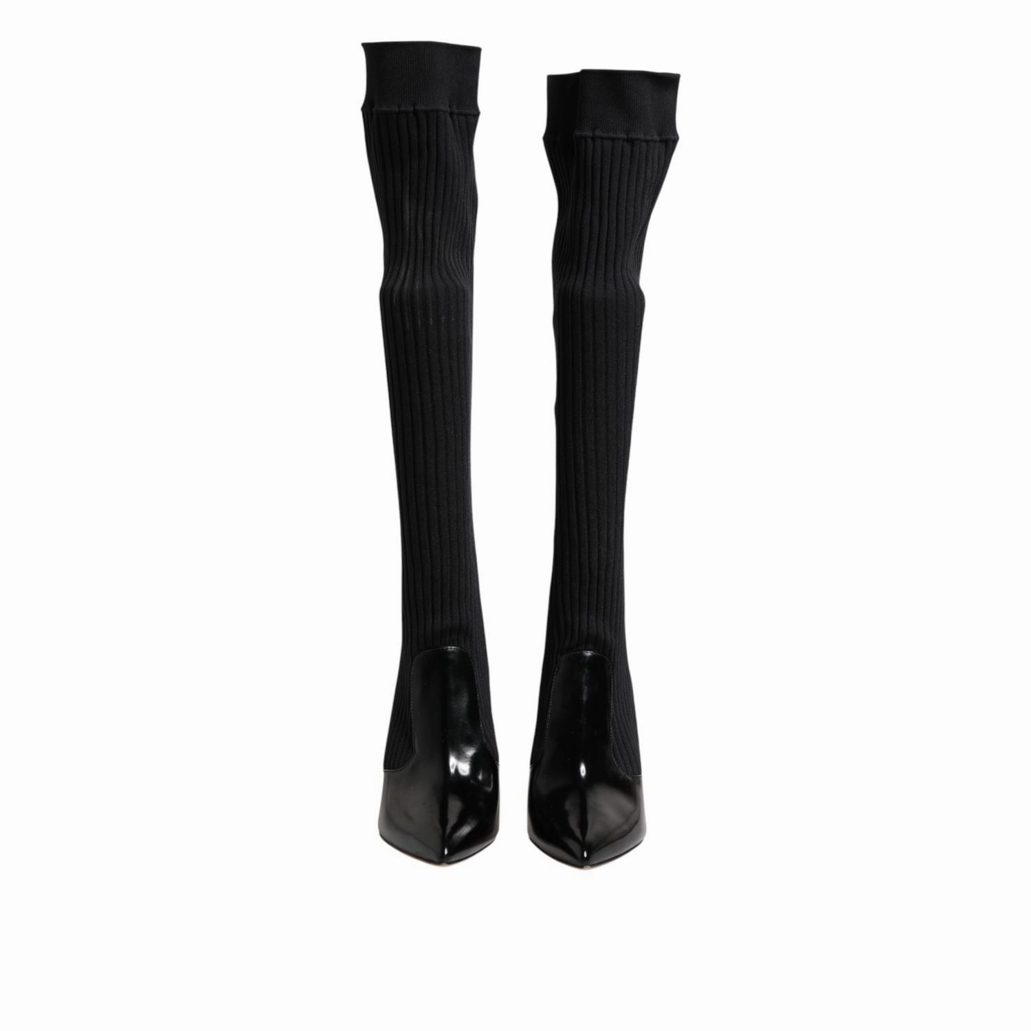 Lightweight Running Shoe Dolce & Gabbana Black Leather Ribbed Knit Knee Boots Shoes