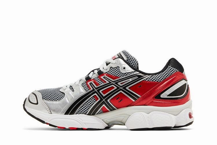 Asics Support Shoes Overpronation ASICS Gel-Nimbus 9 Pure Silver Classic Red
