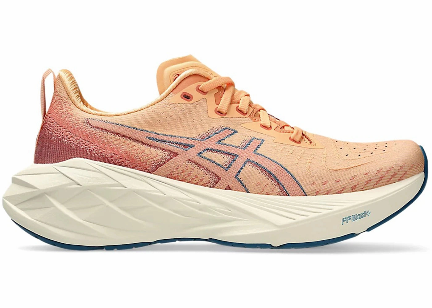 Asics Volleyball Shoes Mid Cut ASICS Novablast 4 Faded Orange Deep Red (Women's)