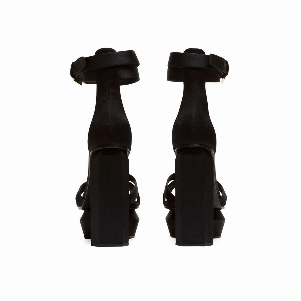 Universal Sandals Balmain Black Silk Platform Sandals