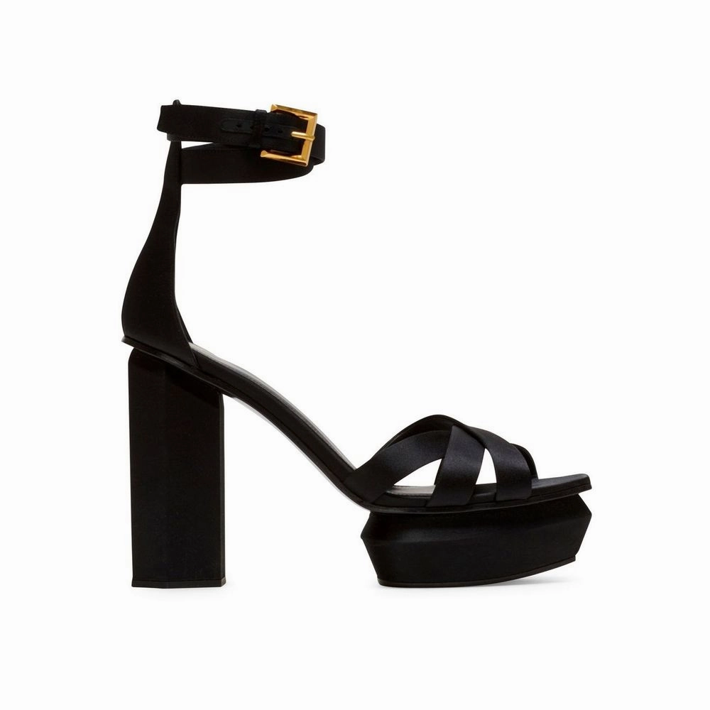 Balmain Black Silk Platform Sandals Platform Crocs Sandals