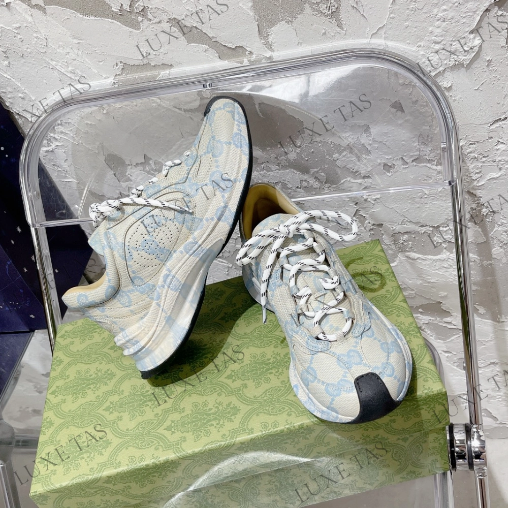 Beige & Blue GG Run Sneaker - Designer Sneakers for Women Hype Sneakers