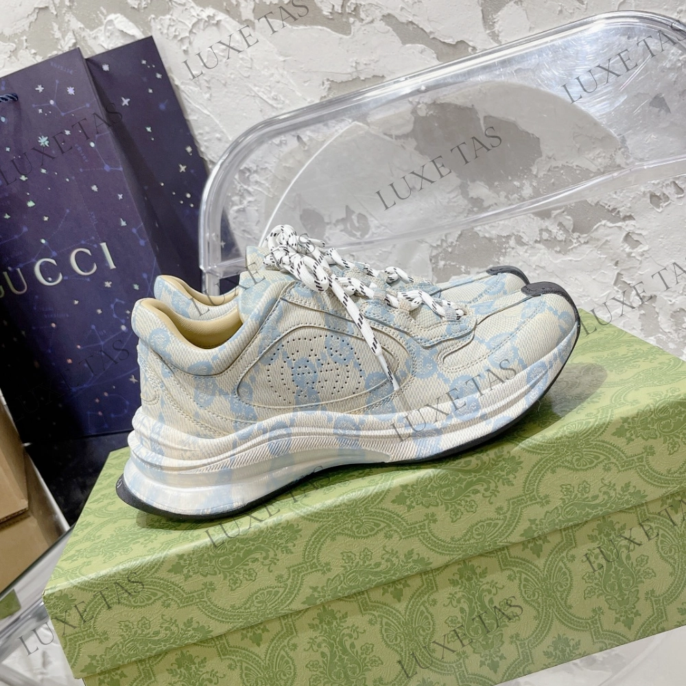 Nike Sneakers Beige & Blue GG Run Sneaker - Designer Sneakers for Women