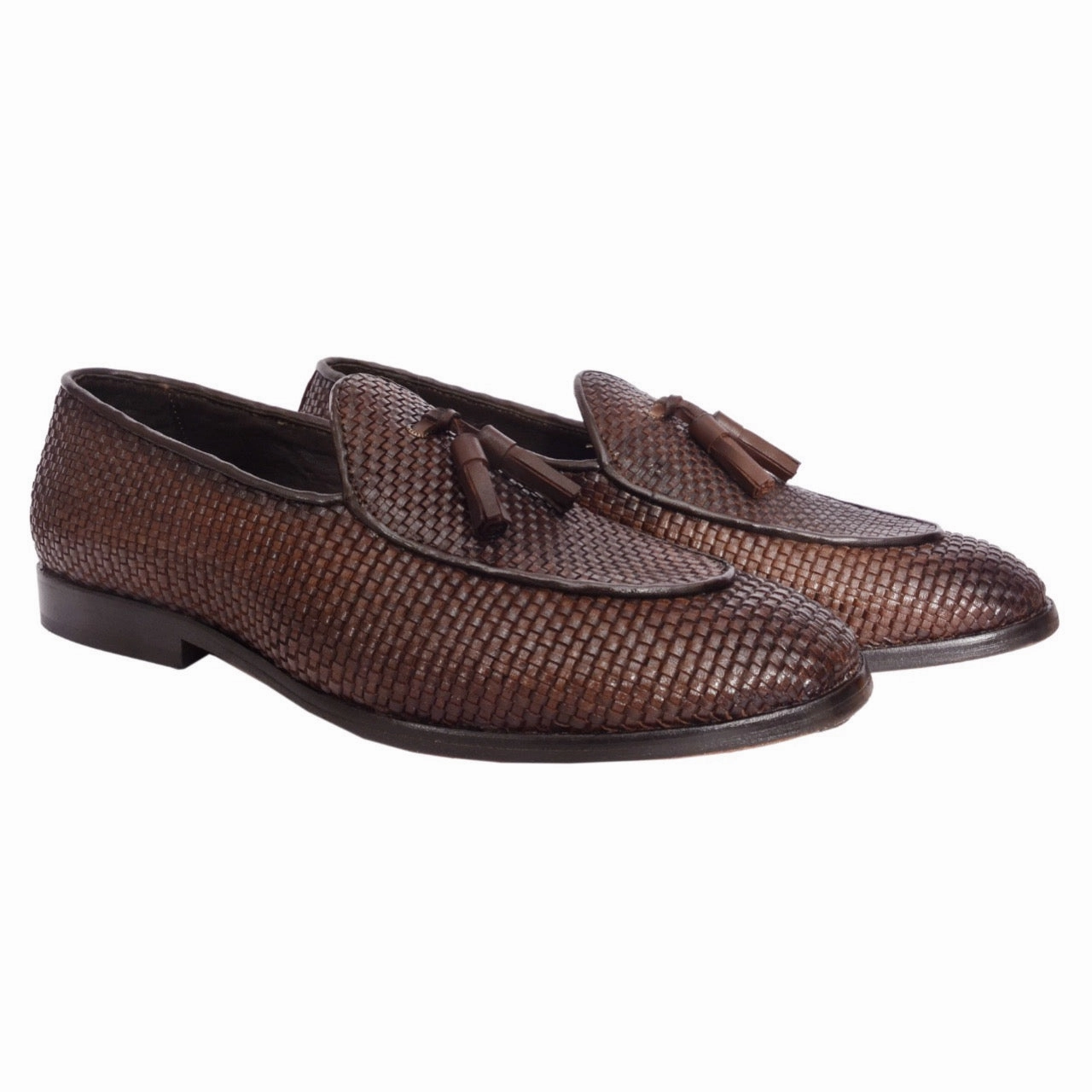 Crazy Horse Leather Loafers Belgian Loafers With Tassles Br