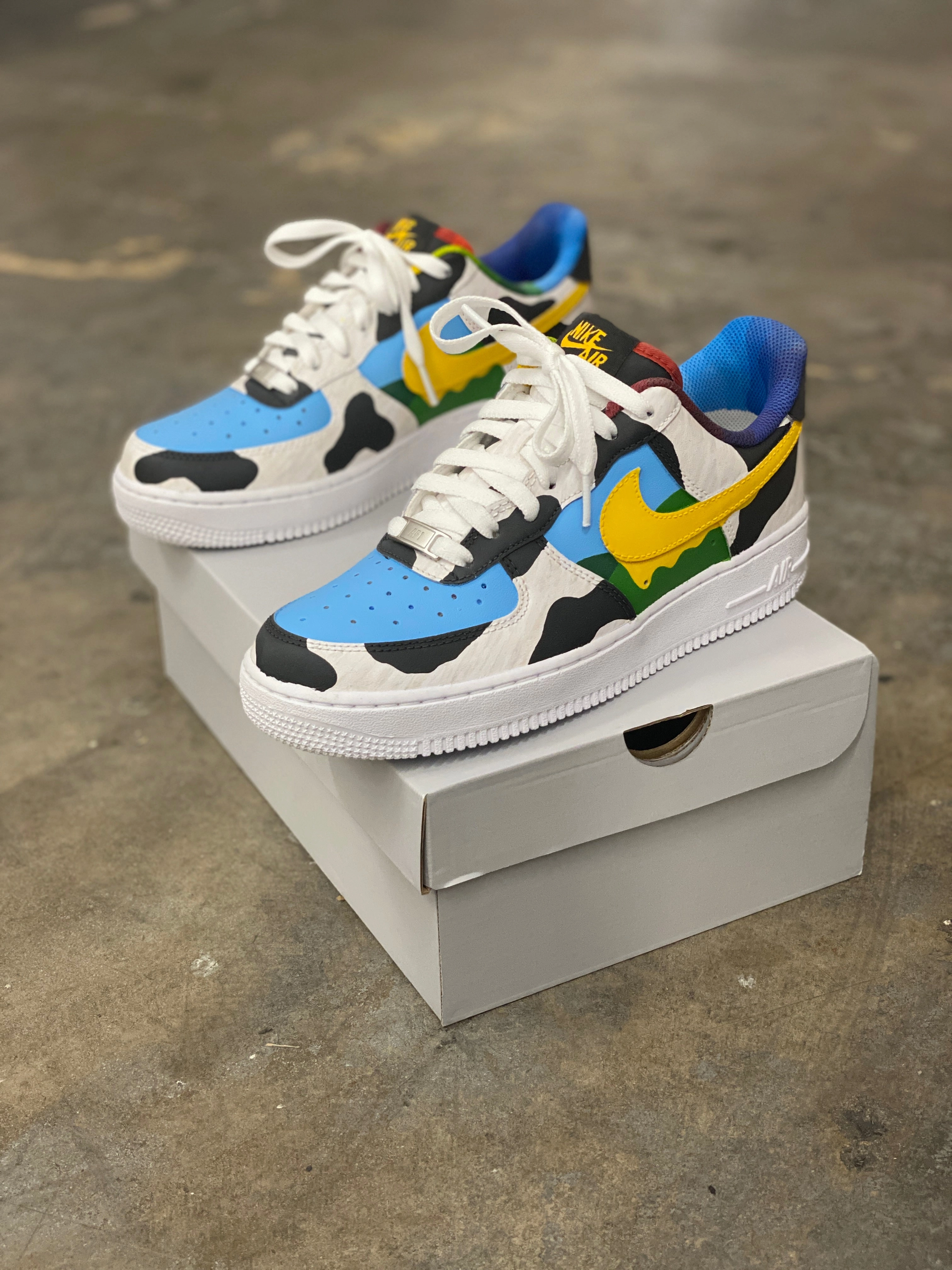 Asics Court Ff Tennis Shoes Nike Chunky Dunky Ben and Jerry Custom Hand Painted Air Force 1s