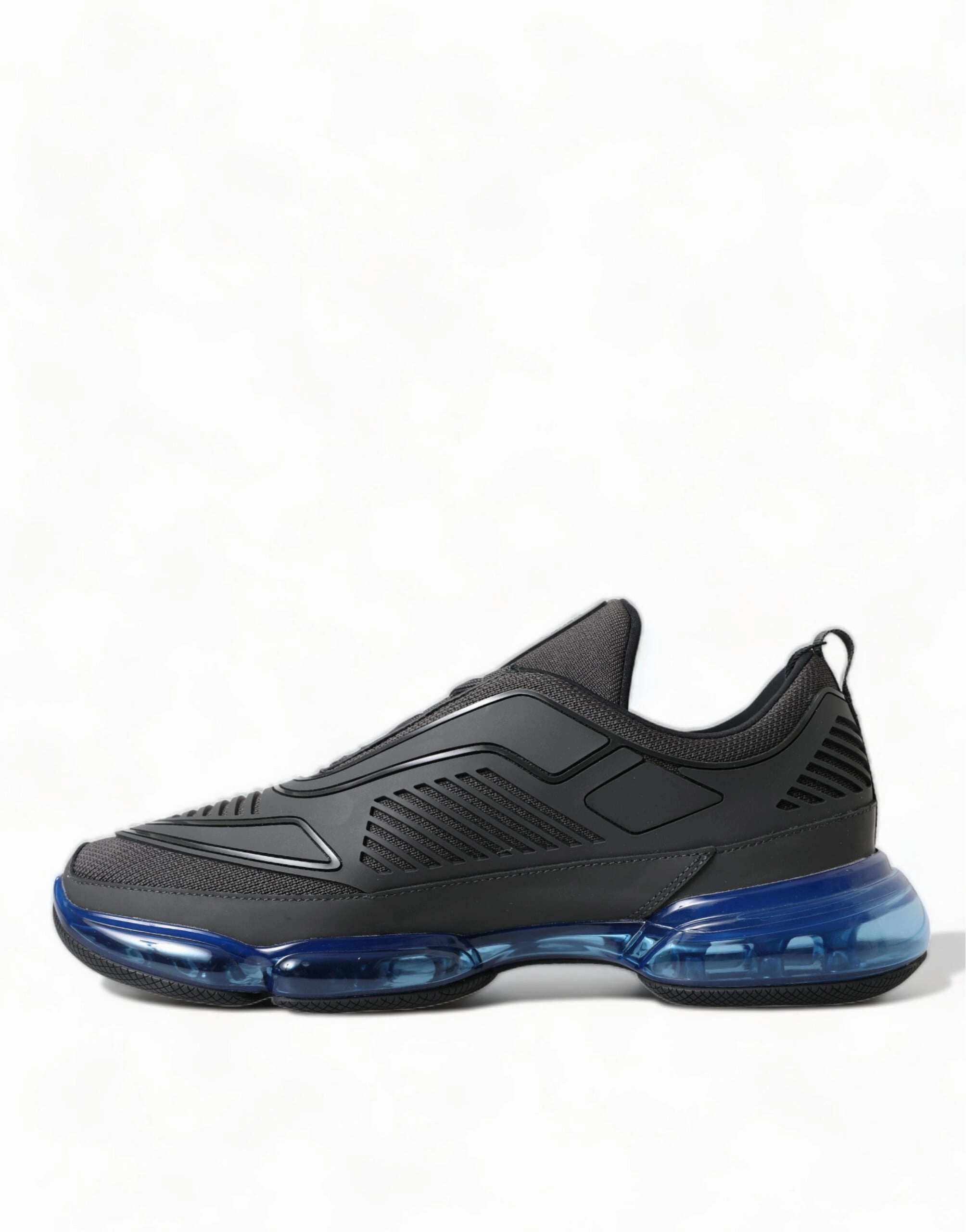 Black Blue Rubber Knit Slip On Low Top Sneakers Shoes Sneakers For Dancing