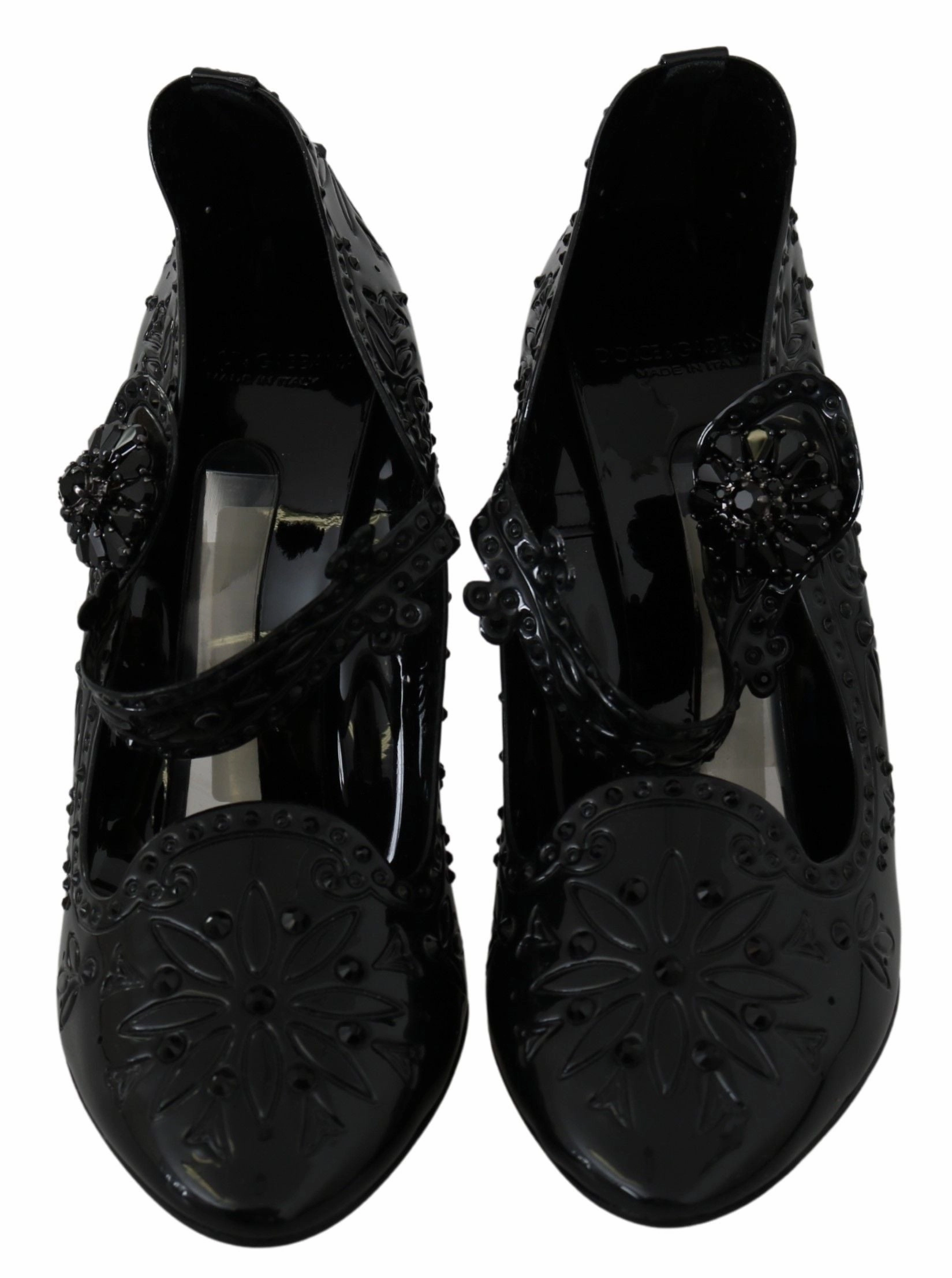 Black Floral Crystal CINDERELLA Heels Shoes Tory Burch Bon Bon Sandals