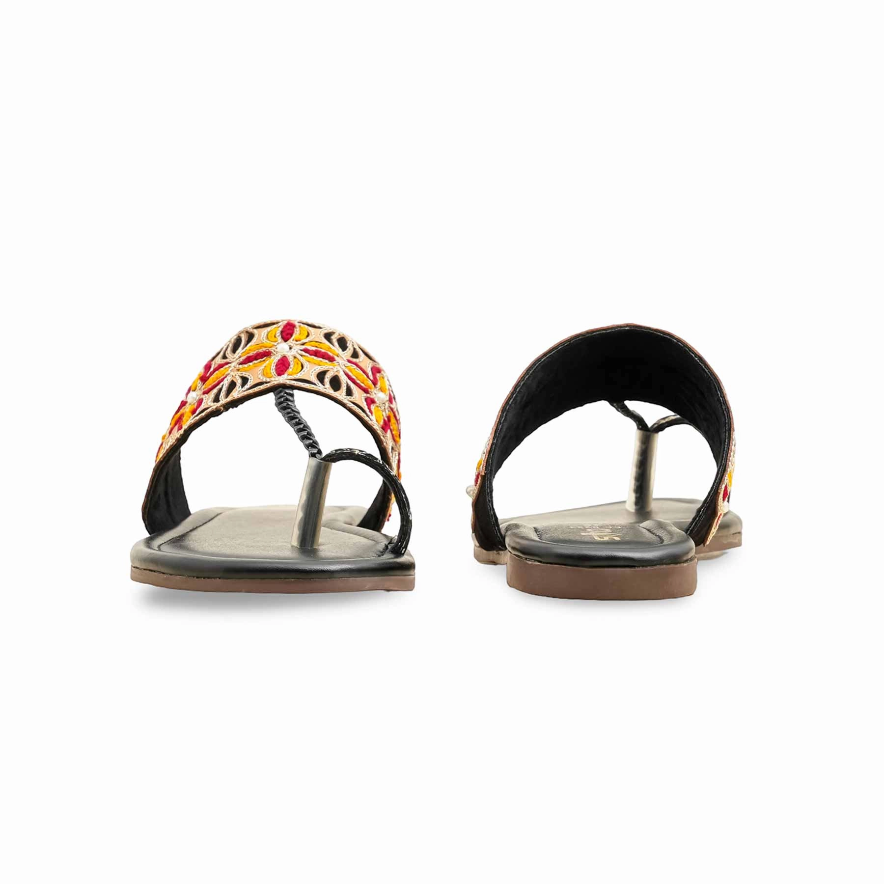 Carpet Flat Shoes Black Formal Chappal For Ladies EC0234