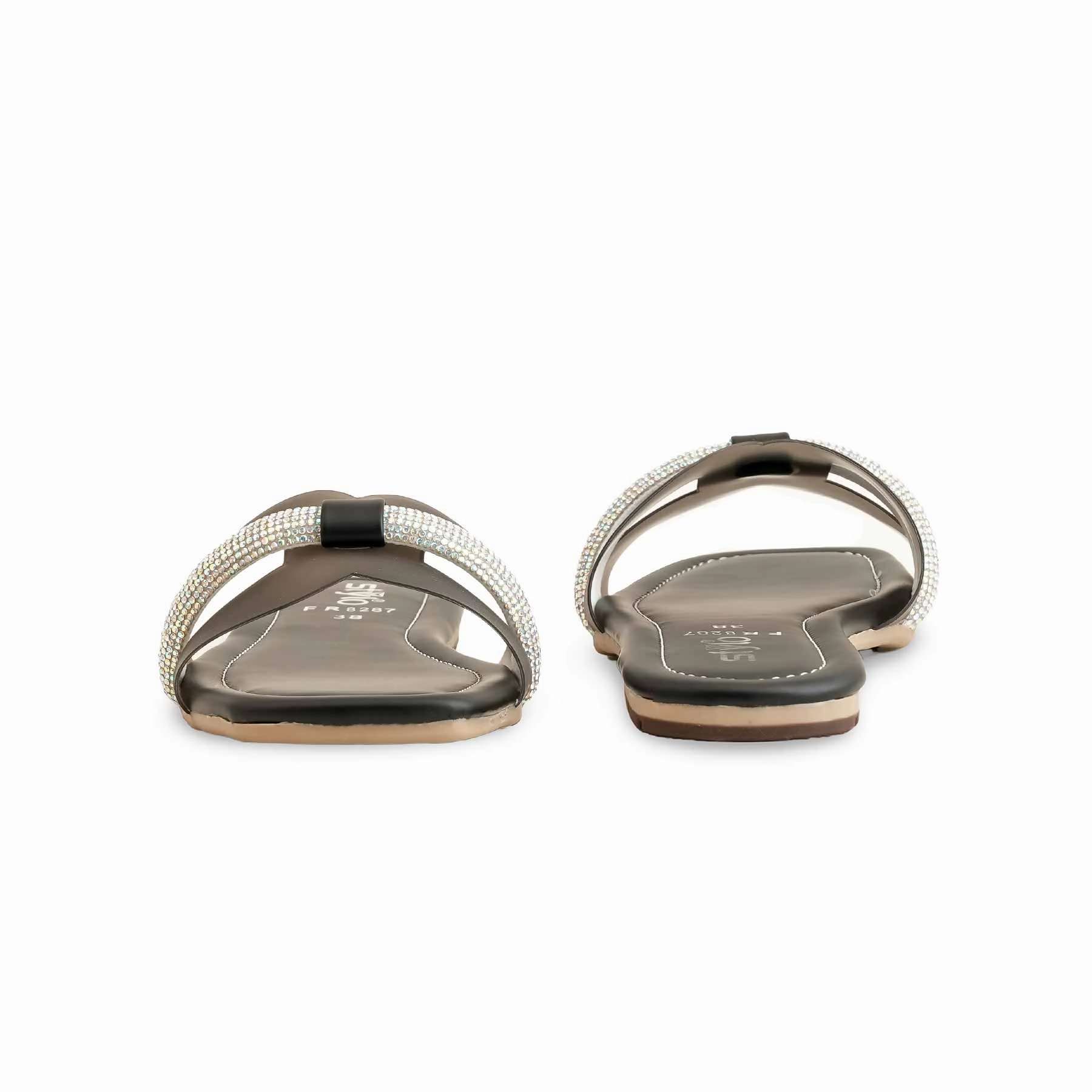 Black Formal Slipper For Women FR8287 Flat Head Shoes