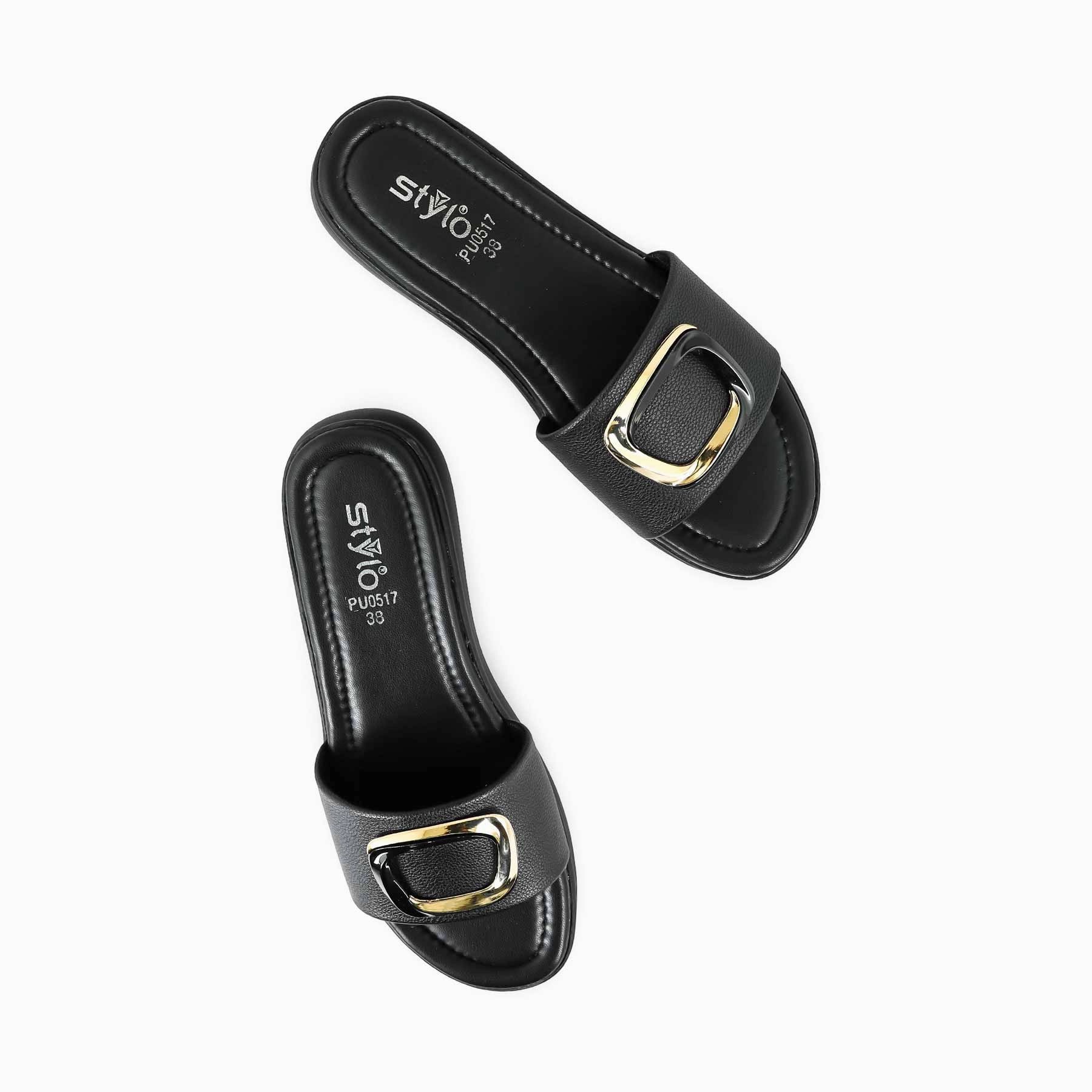 Black Formal Slipper PU0517 Slippers For Ladies