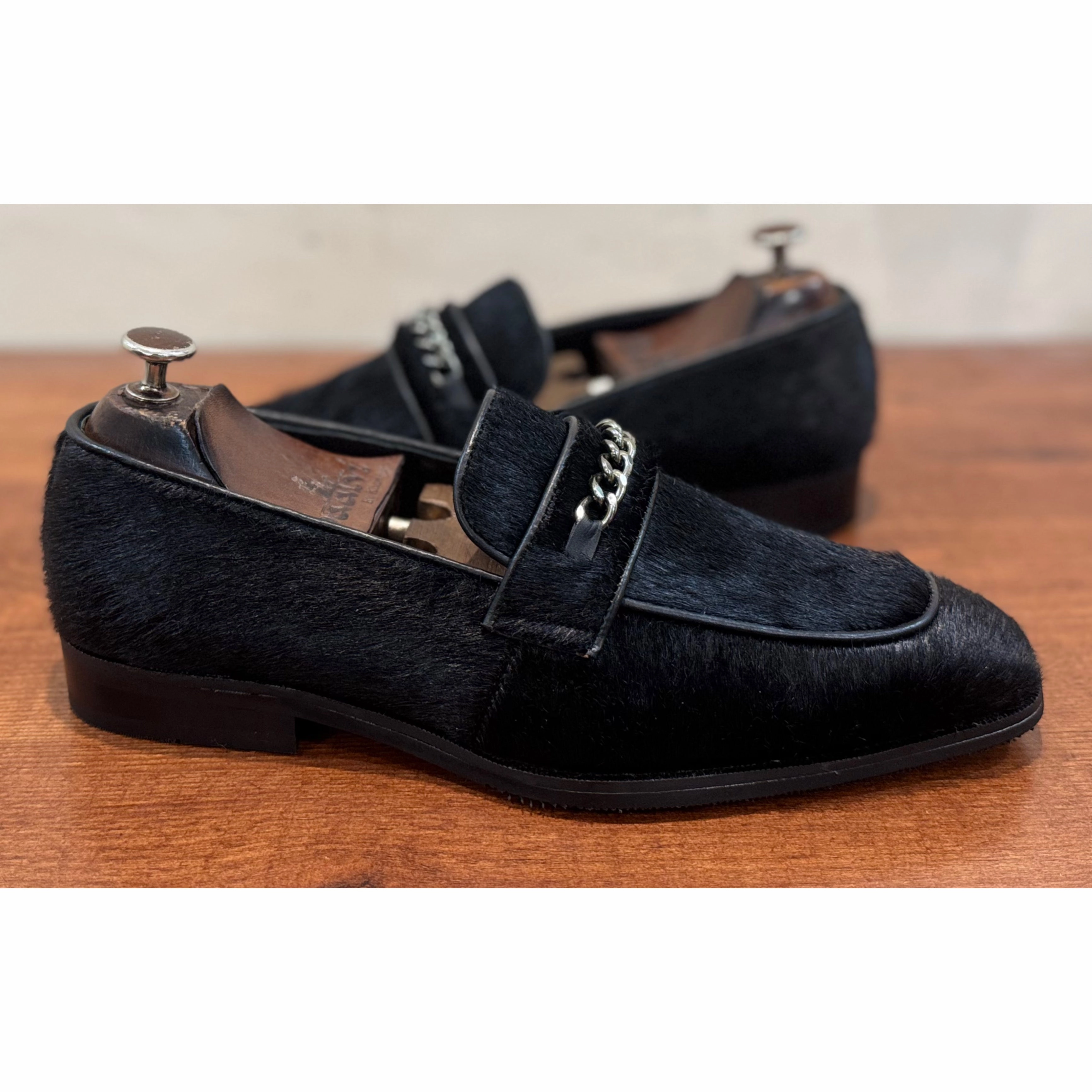 Black Hairon Loafers With Chain Allen Edmonds Loafers