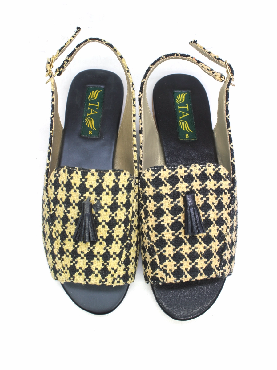 Jlo Flat Shoes Black Yellow Flat Sandal