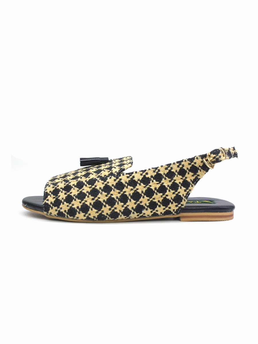 Hermes Flat Shoes Black Yellow Flat Sandal