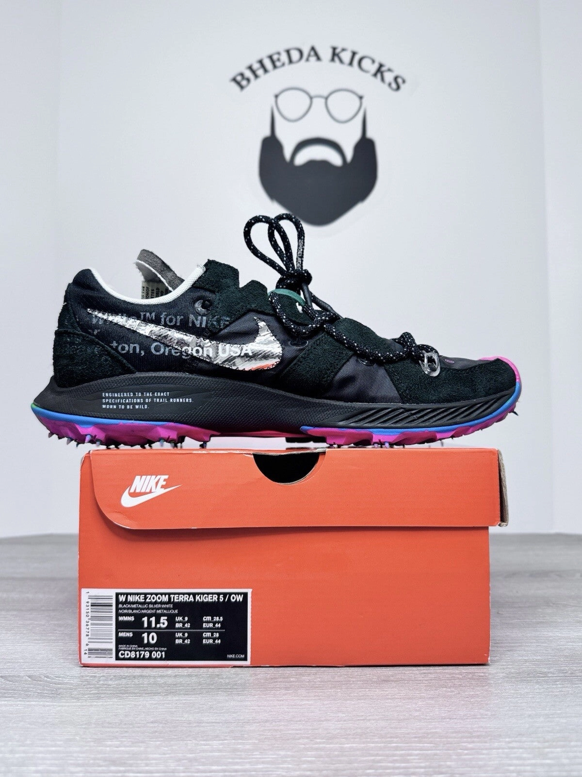 Asics Aesthetic Shoes Size 11.5W/10M - Nike Zoom Terra Kiger 5 Off-White Black Preowned CLEAN