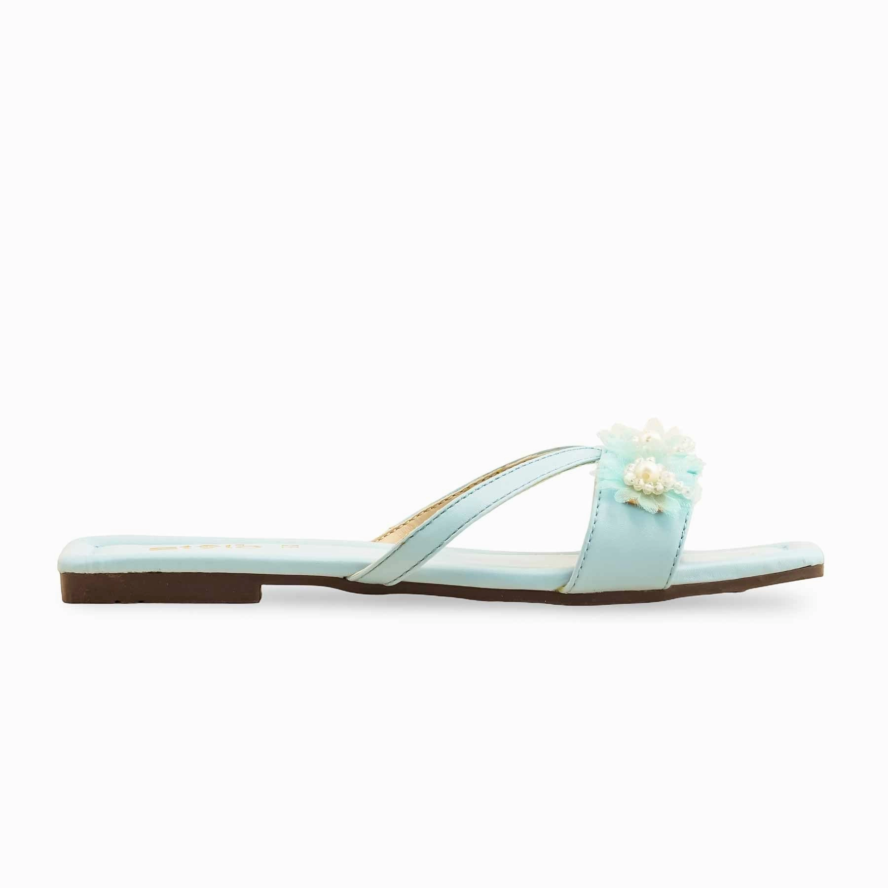 Simple Wedding Shoes Flats Blue Casual Slipper For Ladies CL2060