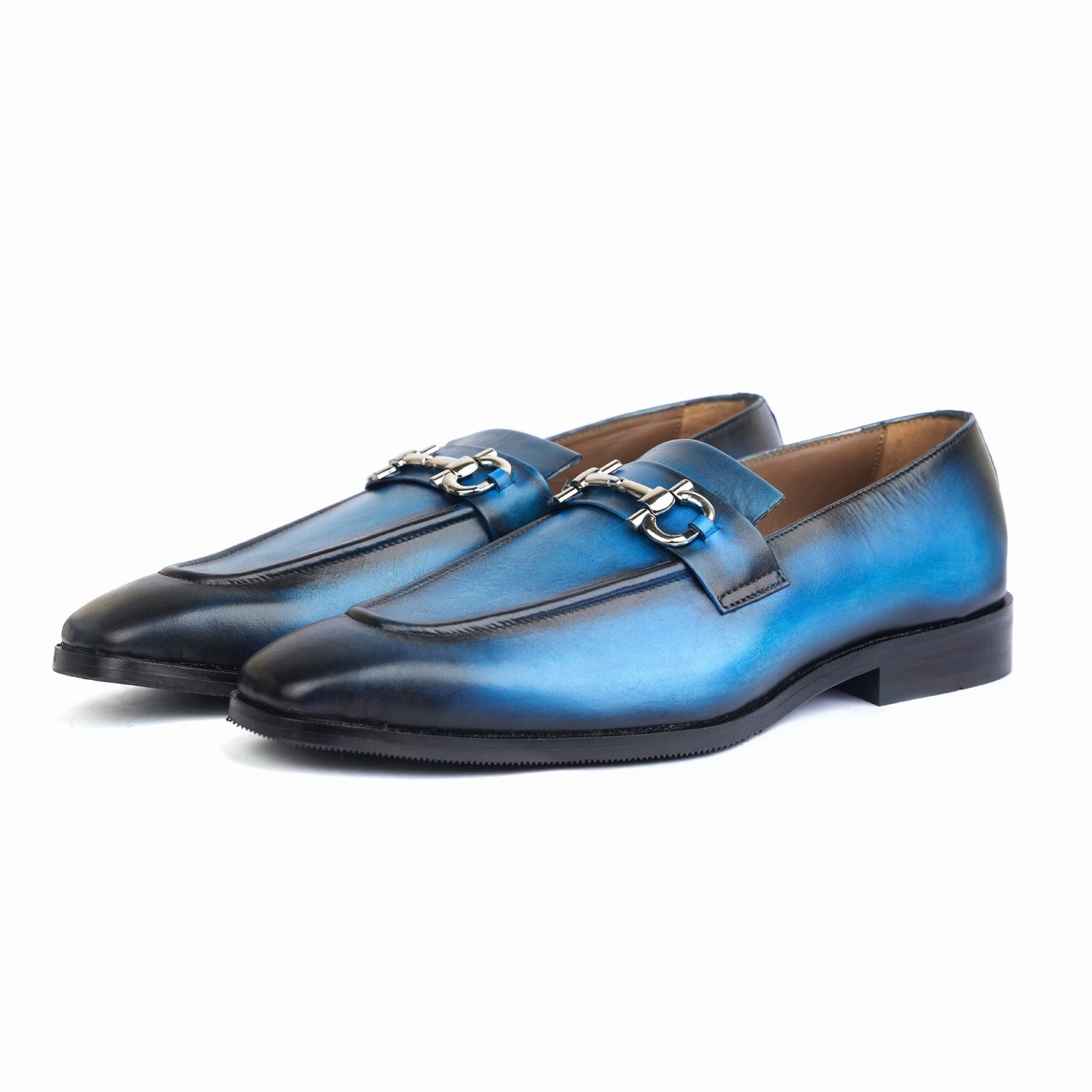 Wide Width Penny Loafers Blue Hand Patina Loafers
