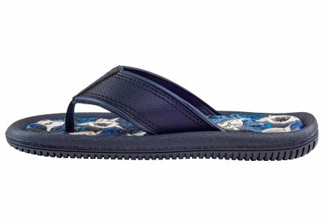 Fanning Flip Flops Size 10 Boys Shiny Ocean Sharks Printed Faux Leather Flip Flop