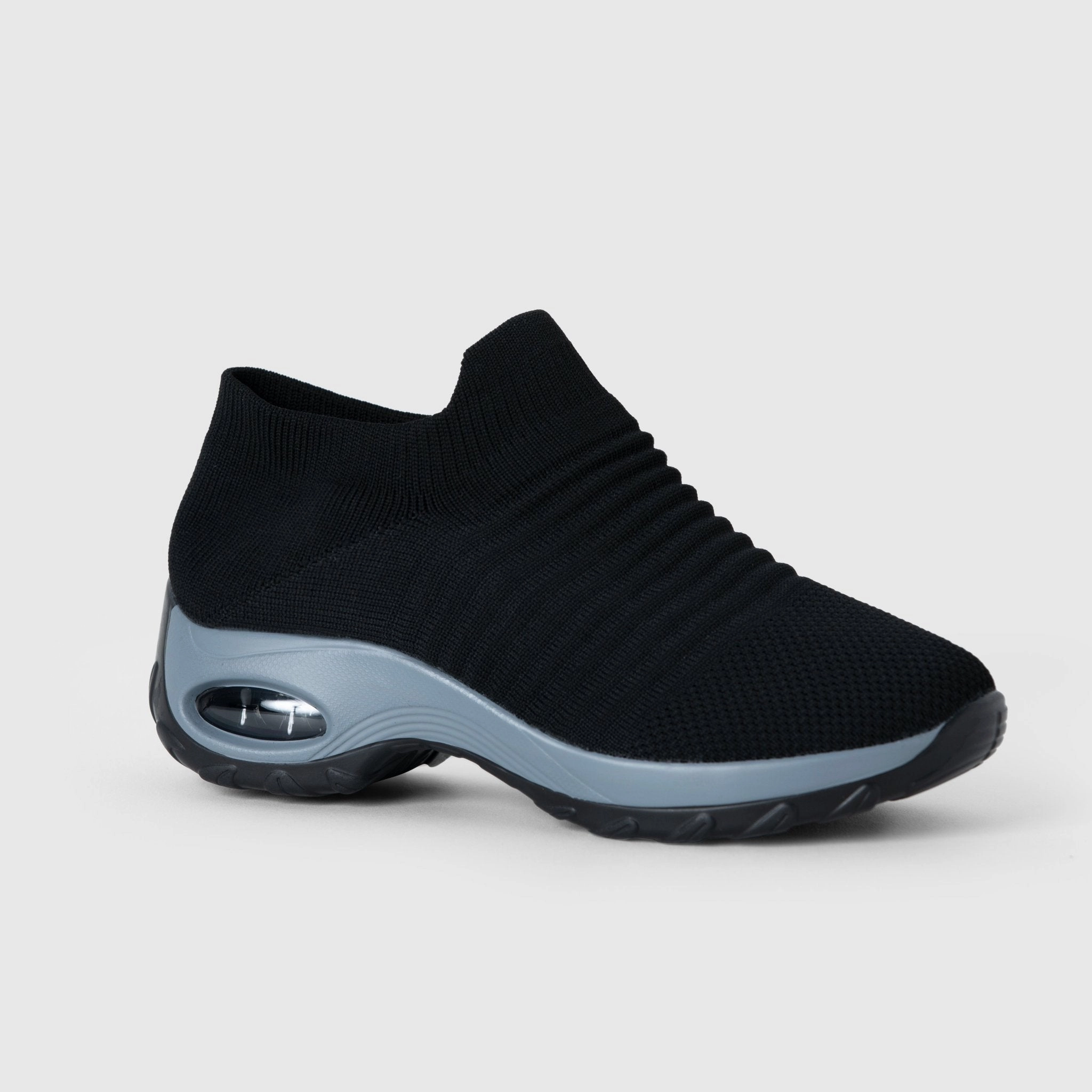 Sneakers Too Big Inserts Breathable No-Tie Stretch Shoes - Black Grey