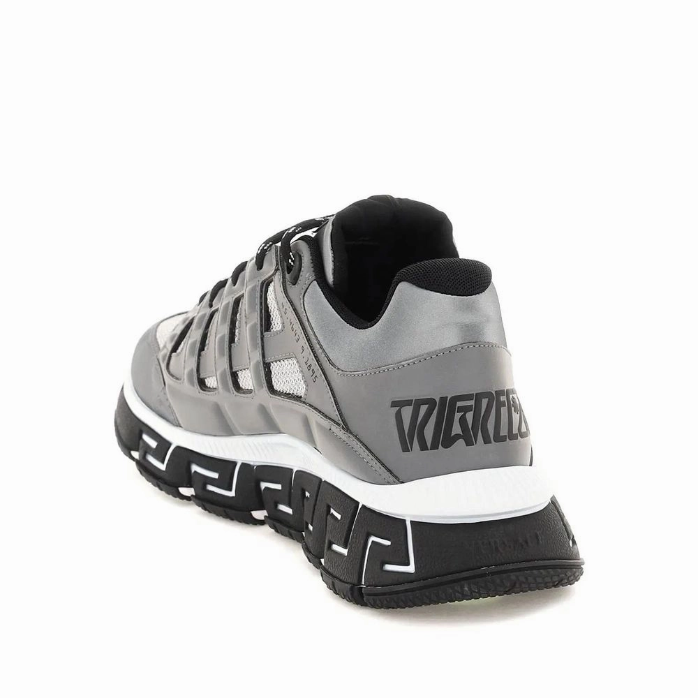 Versace Silver Fabric Athletic Sneakers Human Sneakers