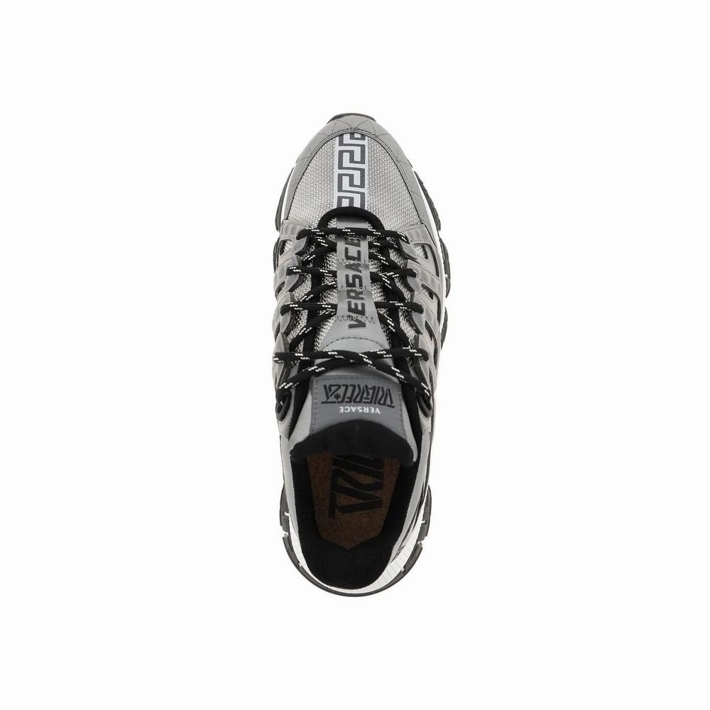 Versace Silver Fabric Athletic Sneakers Best Running Sneakers For Shin Splints