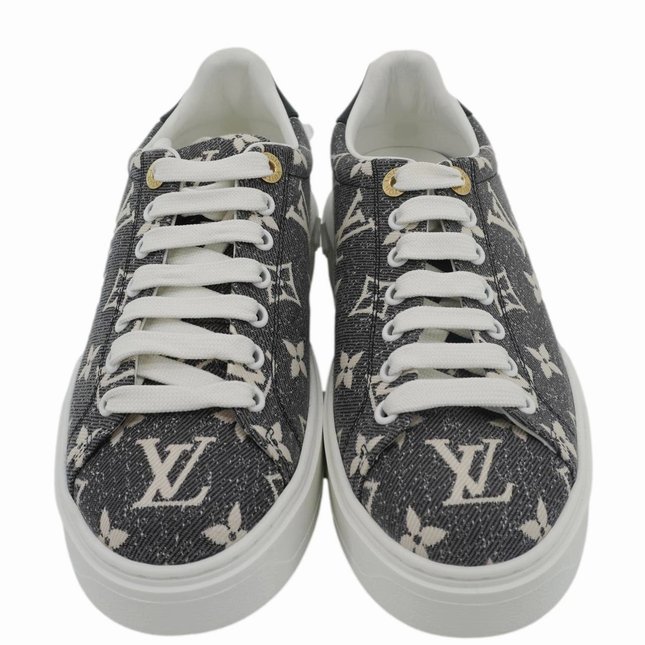 Sneakers In Box LOUIS VUITTON TimeOut Monogram Denim Sneakers Bicolor Size 36