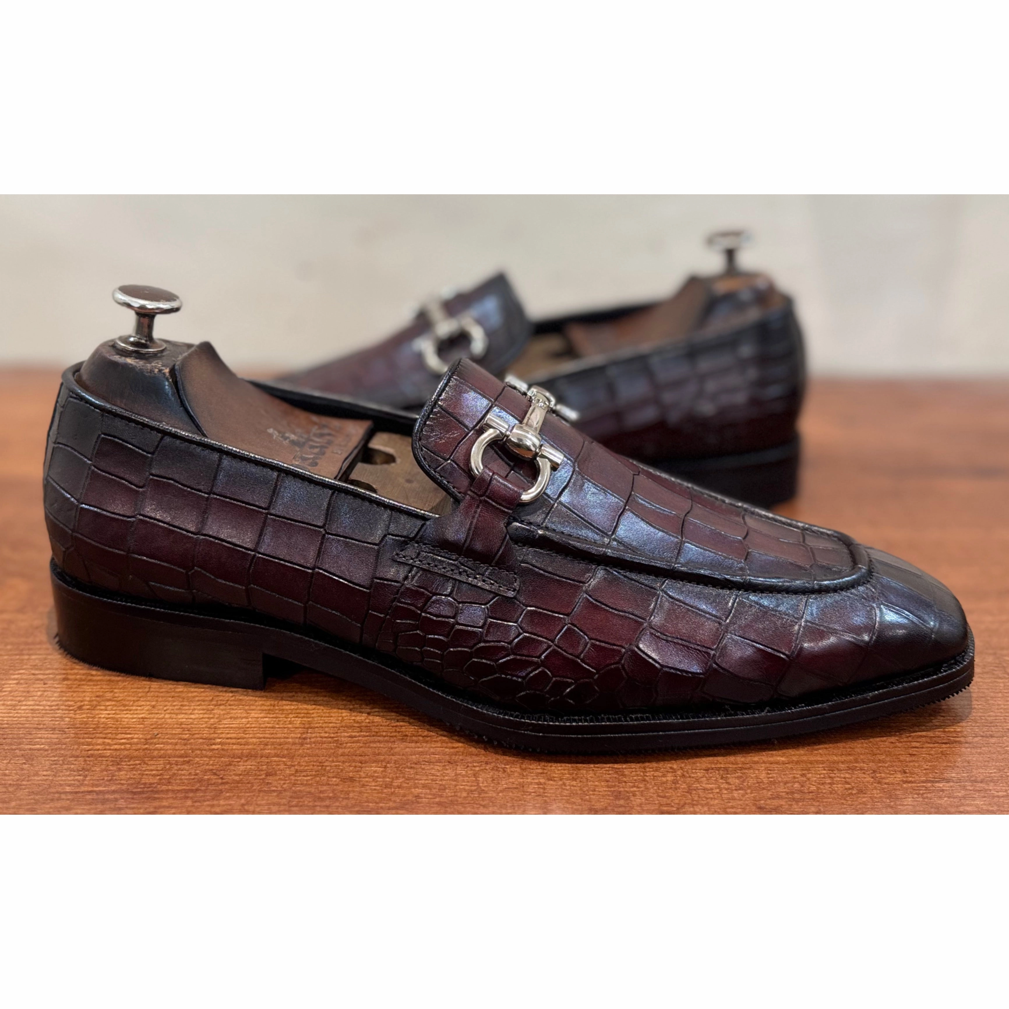 Bread Loafers Brown Croco Loafers With Buckle
