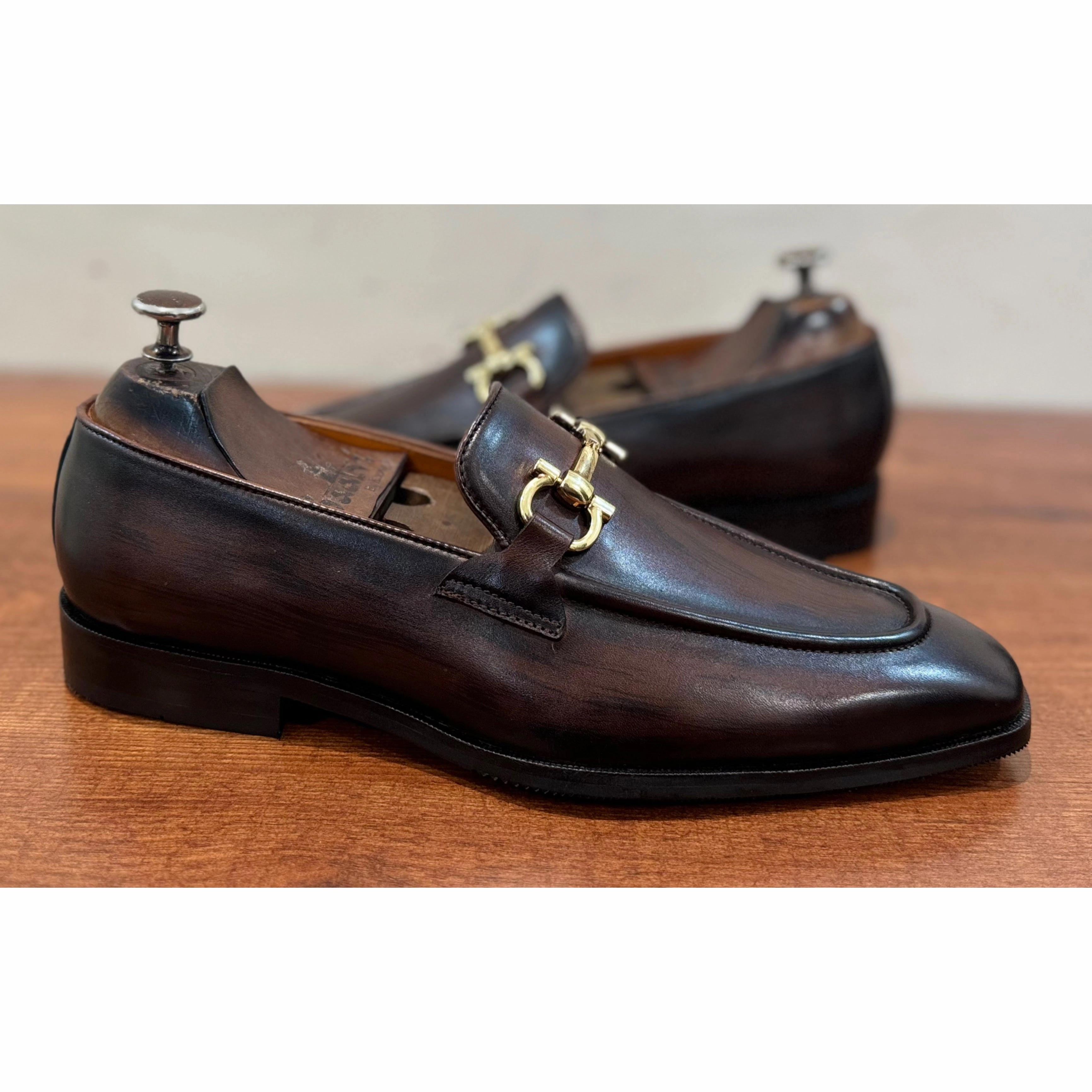 Msgm Loafers Brown Wood Finished Loafers - T