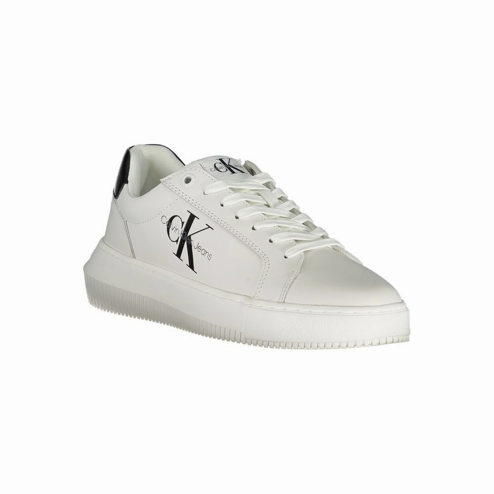 Calvin Klein Eco-Chic White Sneakers with Contrast Details White Leather Sneakers