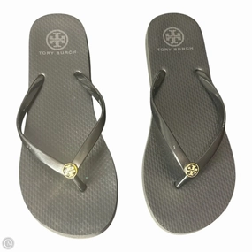 Chunky Flip Flops Sandals Designer By Tory Burch In Black, Size: 8.5