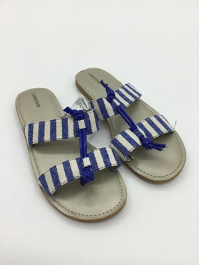 Lands' End Child Size 6 Youth Blue Sandals/Flip Flops Rainbow Braided Flip Flops