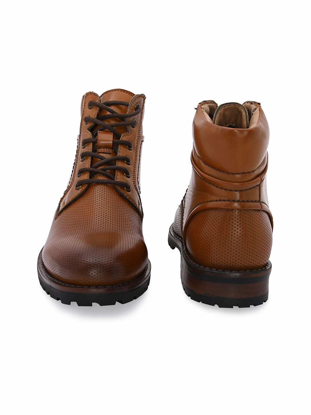 Chevron Tan Lace-up Boots Spring Business Casual Shoes