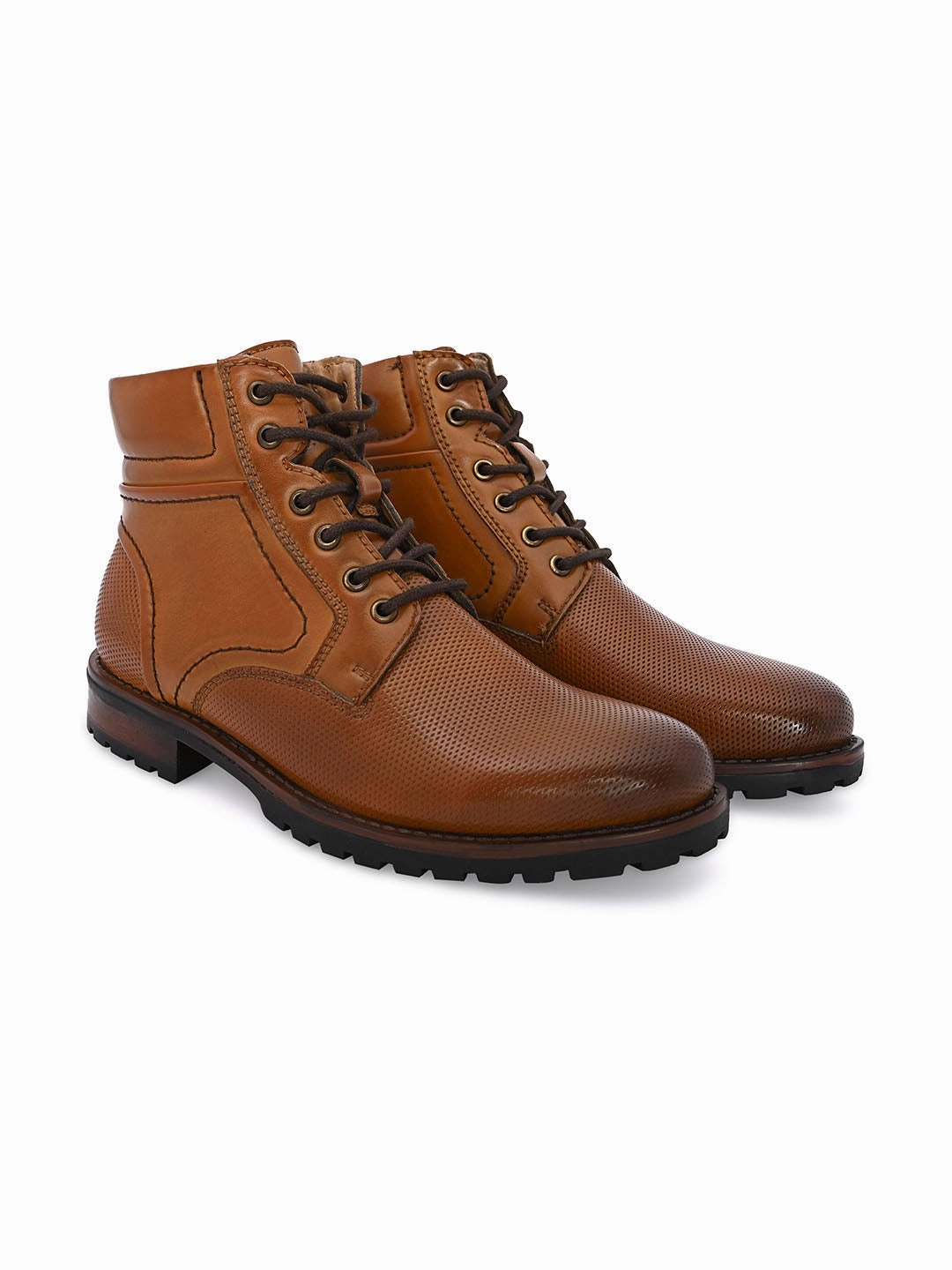 Chevron Tan Lace-up Boots Shoes Casual Work