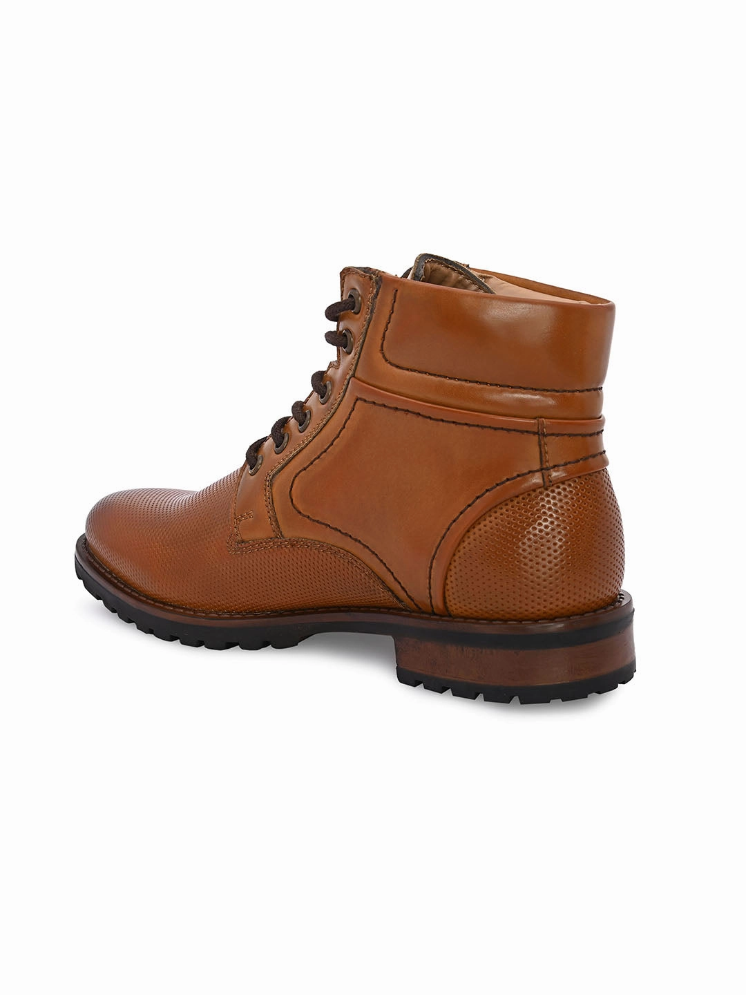 Chevron Tan Lace-up Boots Casual Belly Shoes