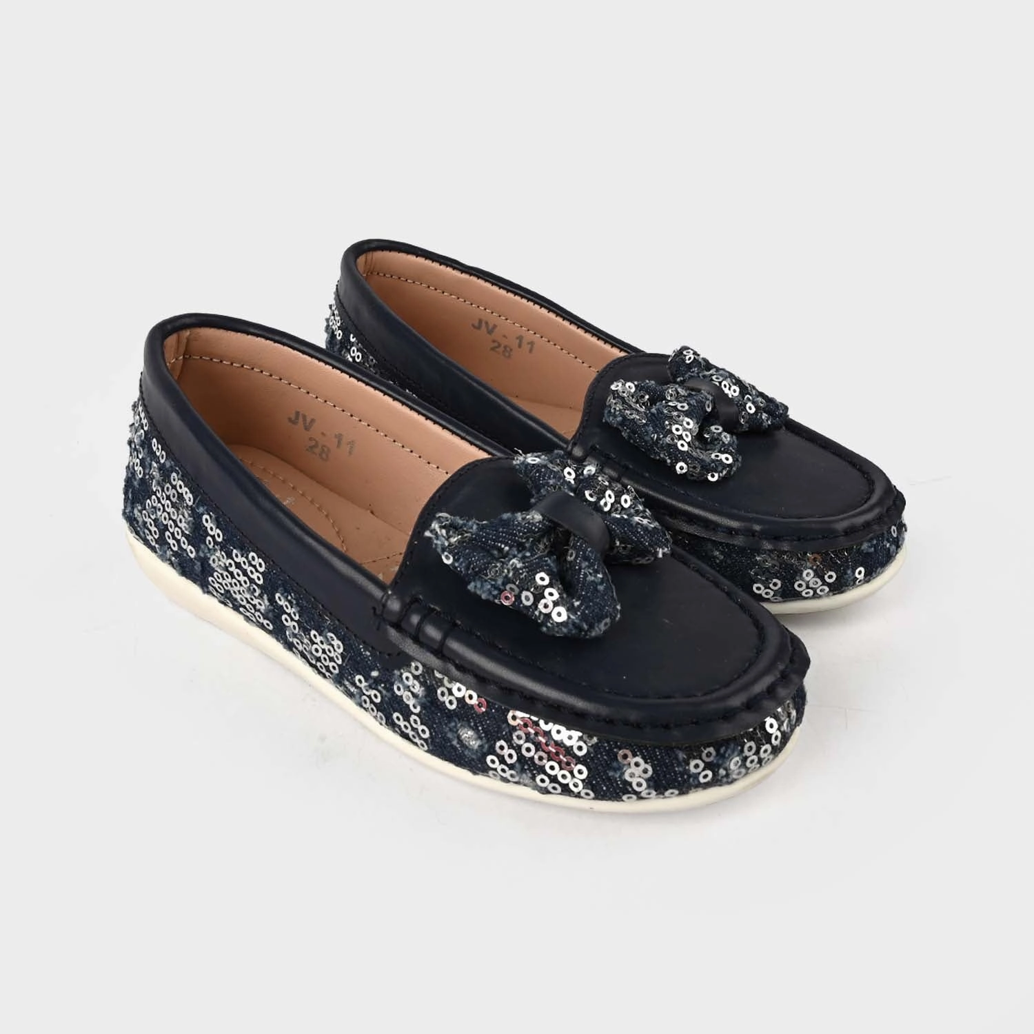 Girls Loafer JV-11-NAVY Loafers Pointed
