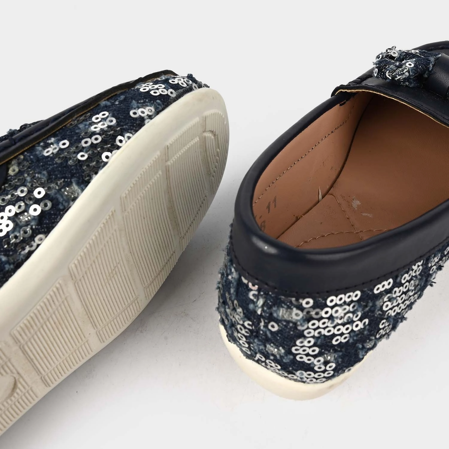 Girls Loafer JV-11-NAVY Platform Lug Sole Loafers