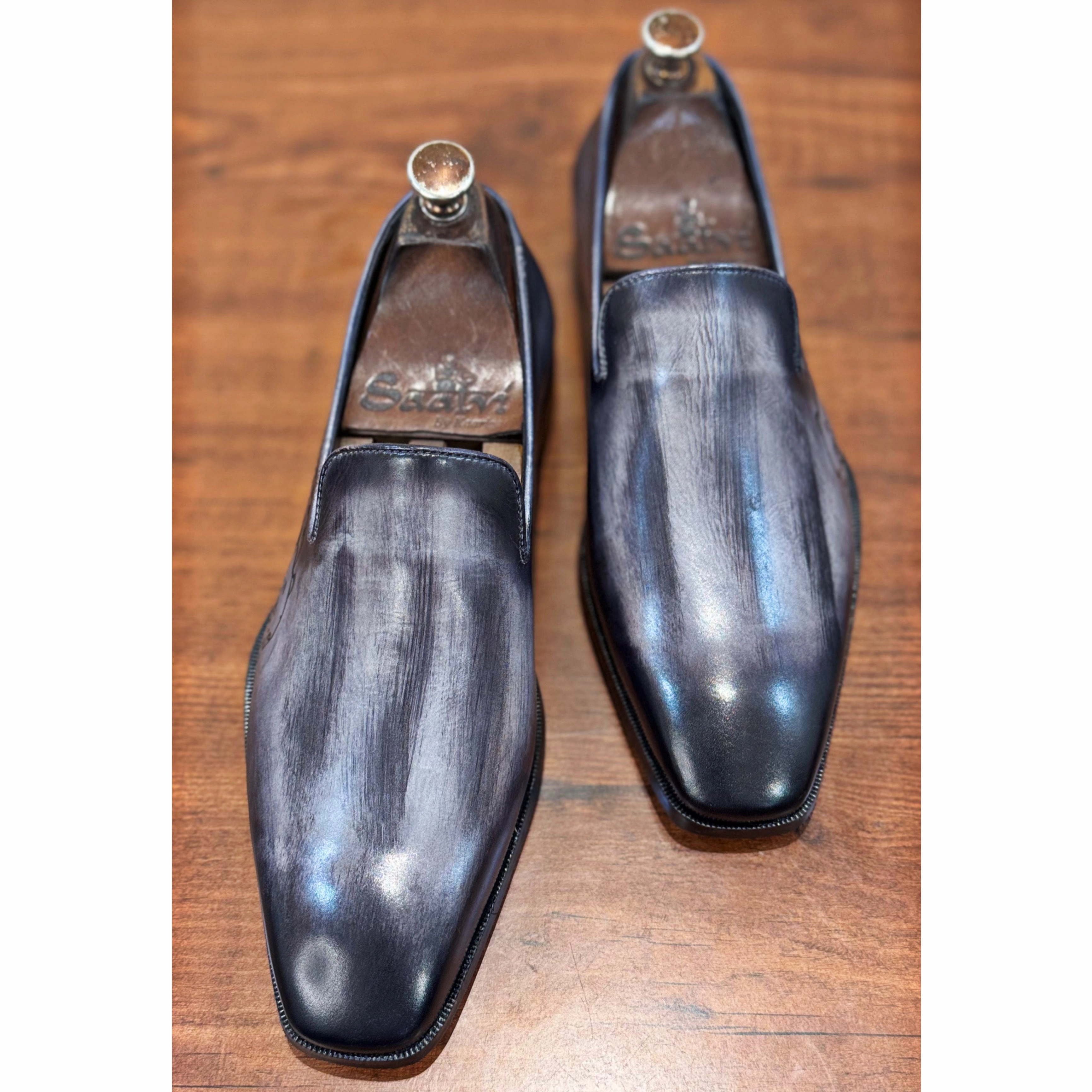 Cowhide Loafers Grey Hand Patina Loafers Tiger